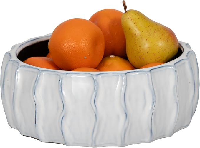 11" Sea Urchin Bowl, White/Blue - Decor Addict, LLC