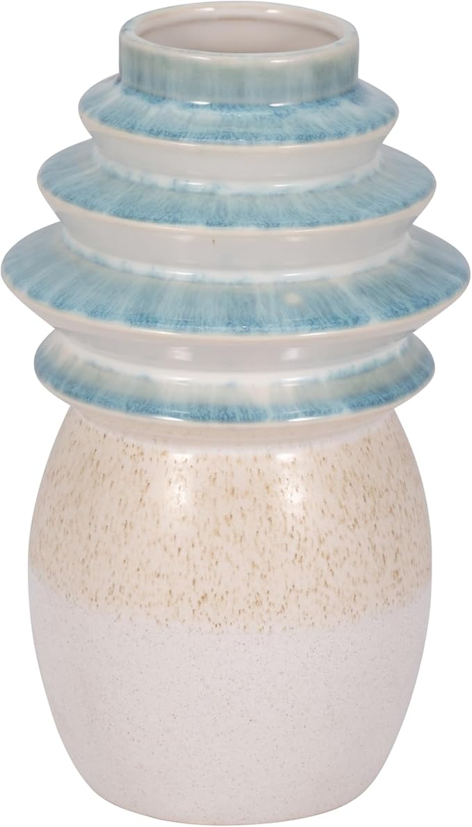 12" Fluted Top Vase Reactive Finish, Multi - Decor Addict, LLC