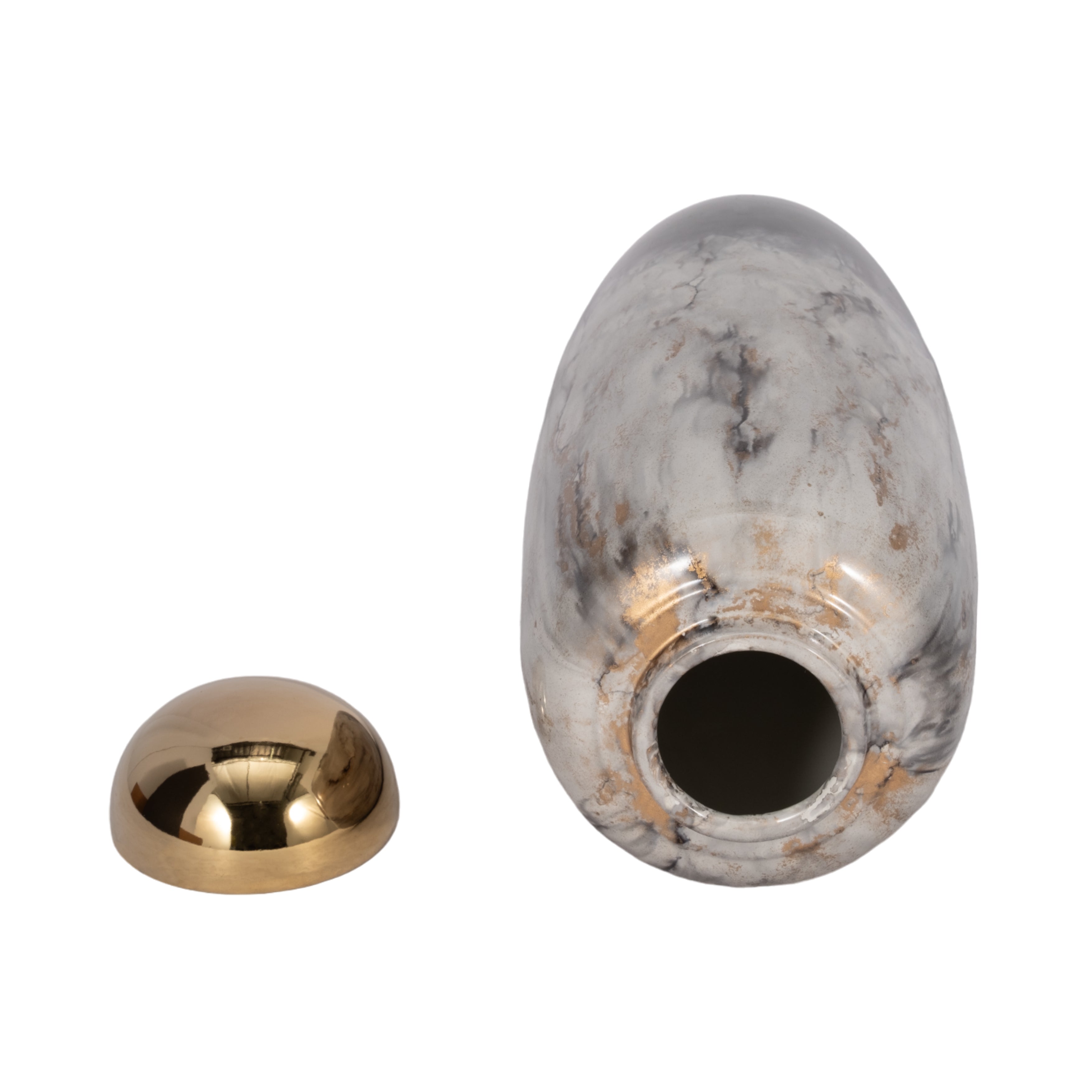 17"h Urn W/ Gold Lid, Multi - Decor Addict, LLC