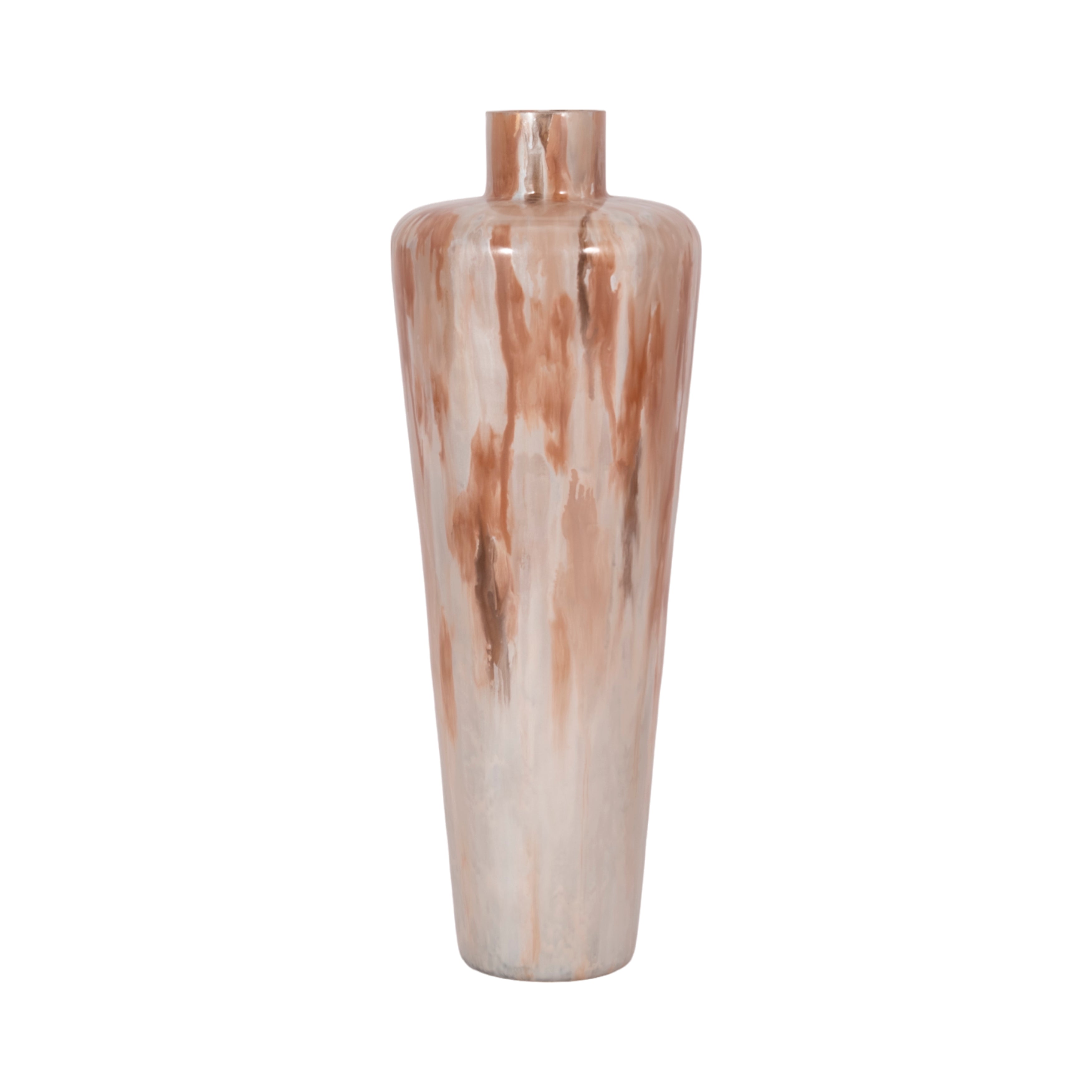 24" Nude Drip Finish Glass Floor Vase, Tan Multi - Decor Addict, LLC