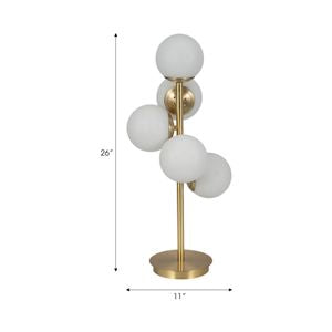 26" Frosted Globe Glass Table Lamp, Gold