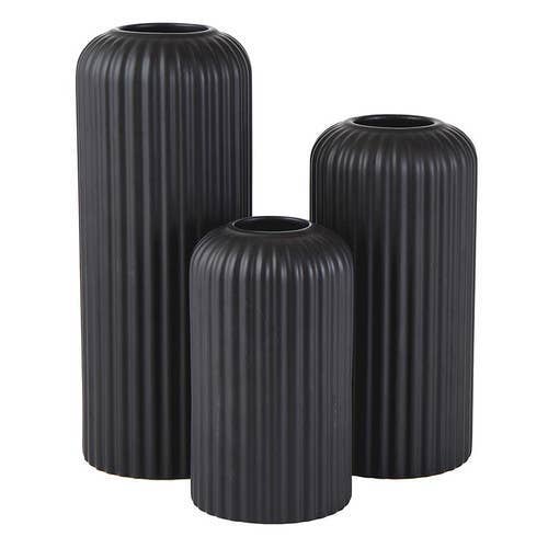 Black Ceramic Vases - Set of 3 - Decor Addict, LLC