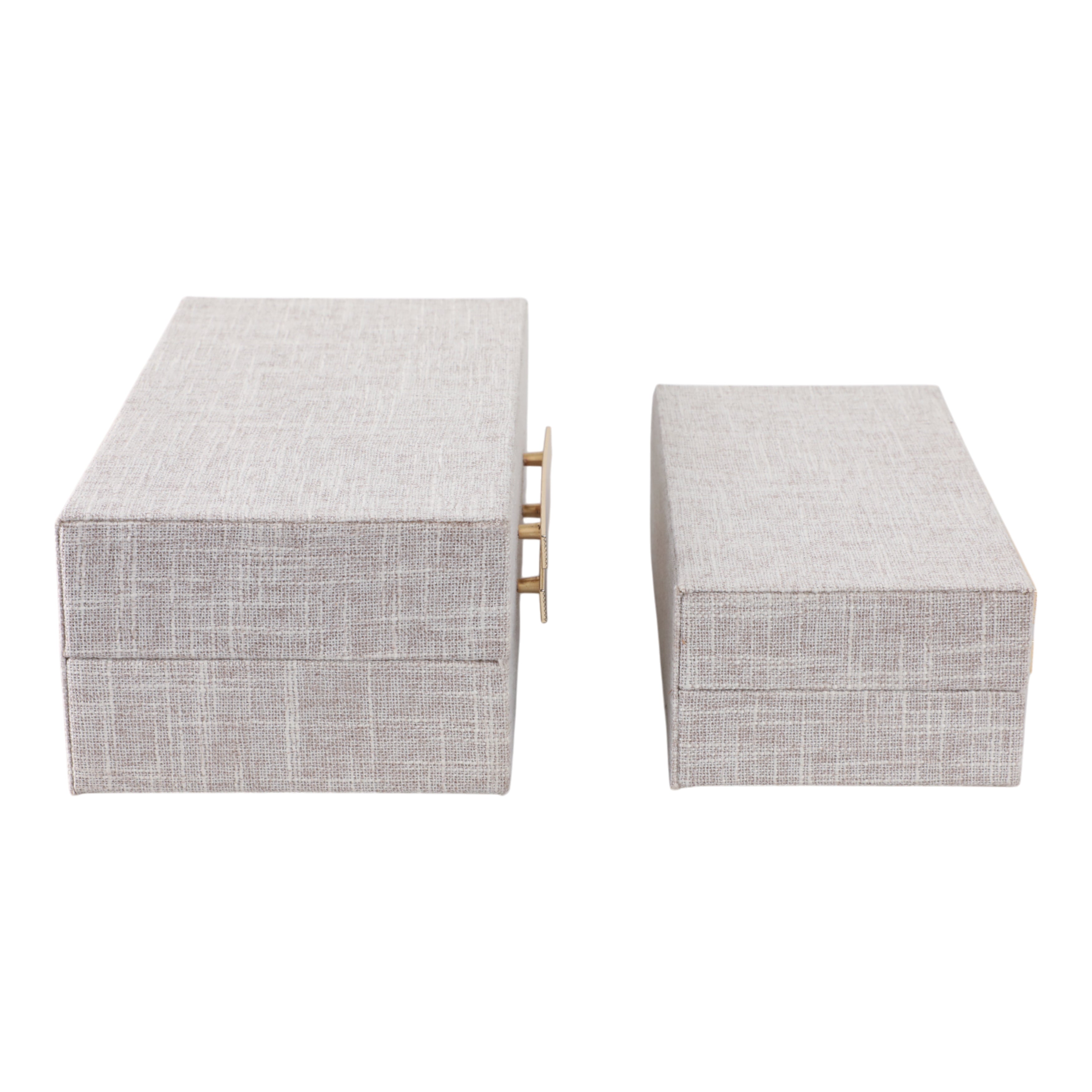 S/2 10/12" Rectangular Boxes Double Hardware, Wht - Decor Addict, LLC