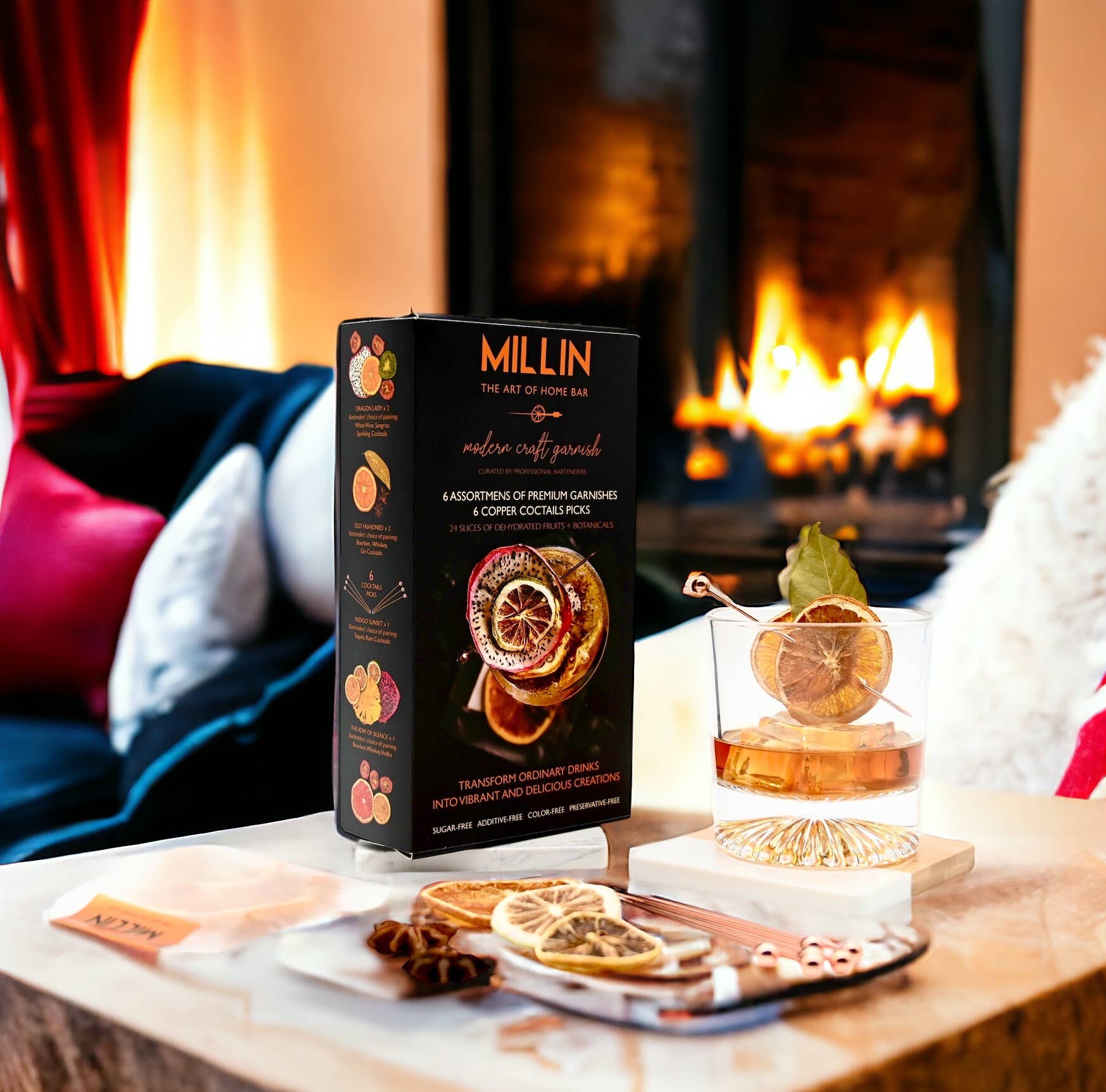 Gourmet Dry Fruit Cocktail Garnish Set with Copper Picks - Decor Addict, LLC