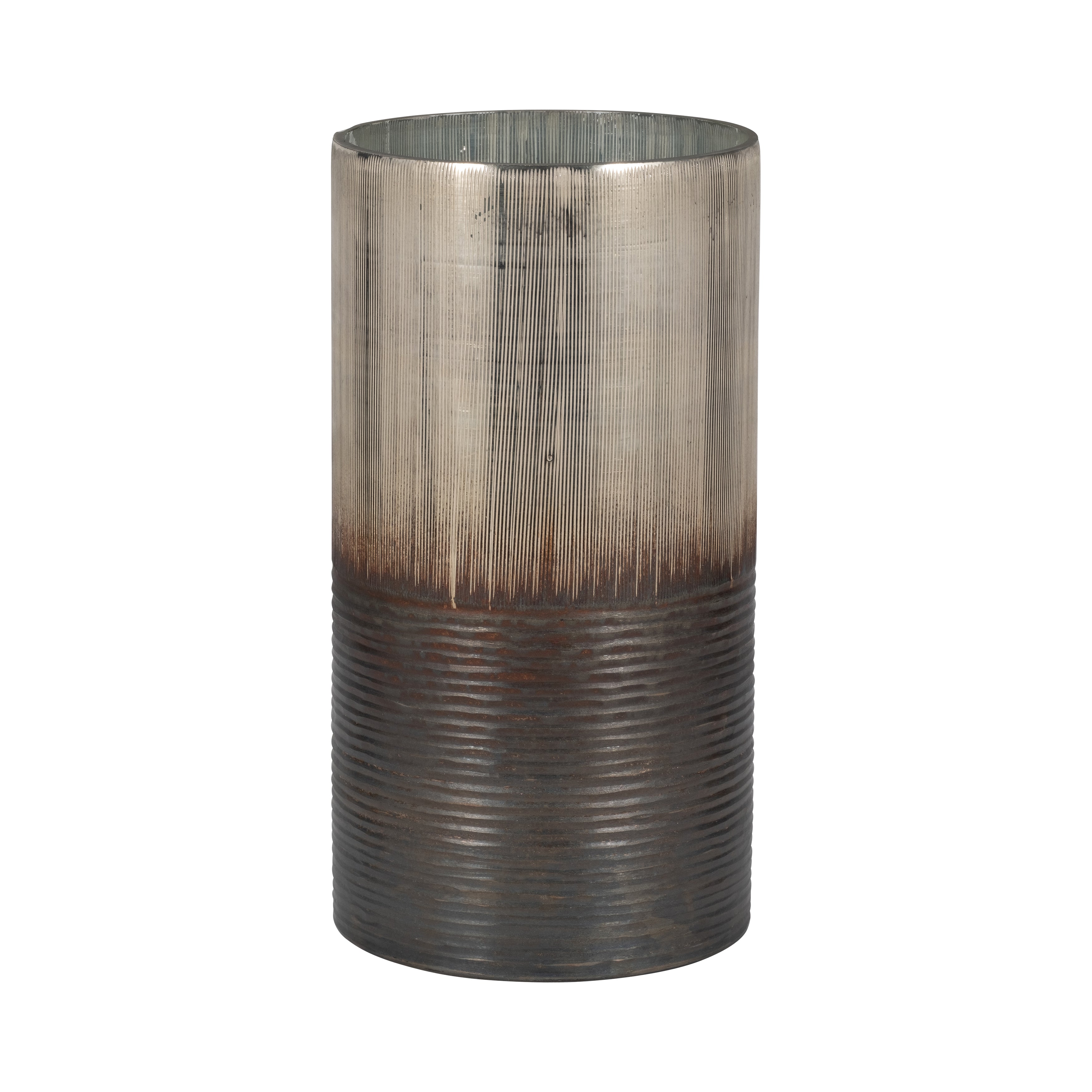 Glass, 13" Metallic 2-tone Vase, Silver - Decor Addict, LLC