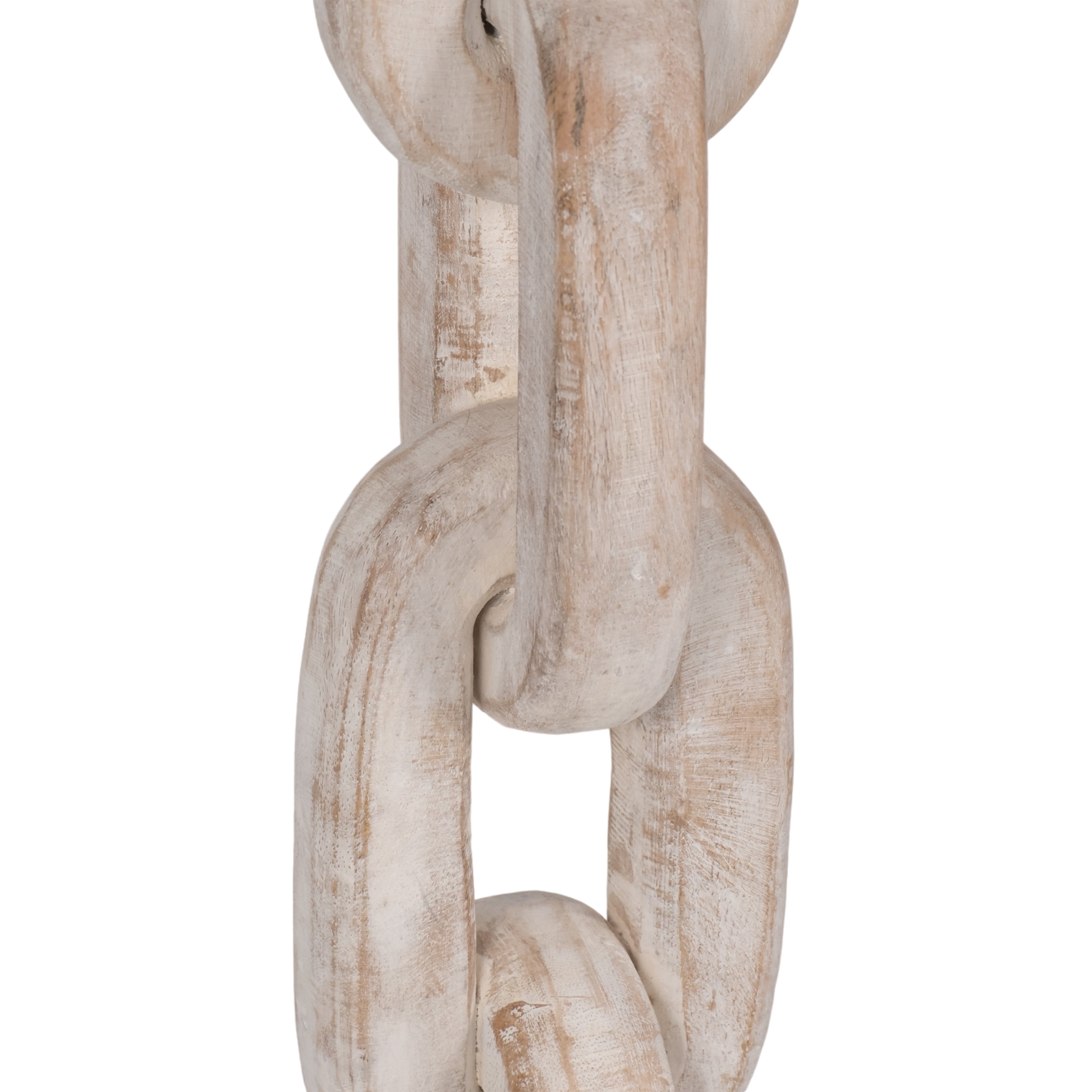 Wood, 11" Chain Pillar Candle Holder, White - Decor Addict, LLC