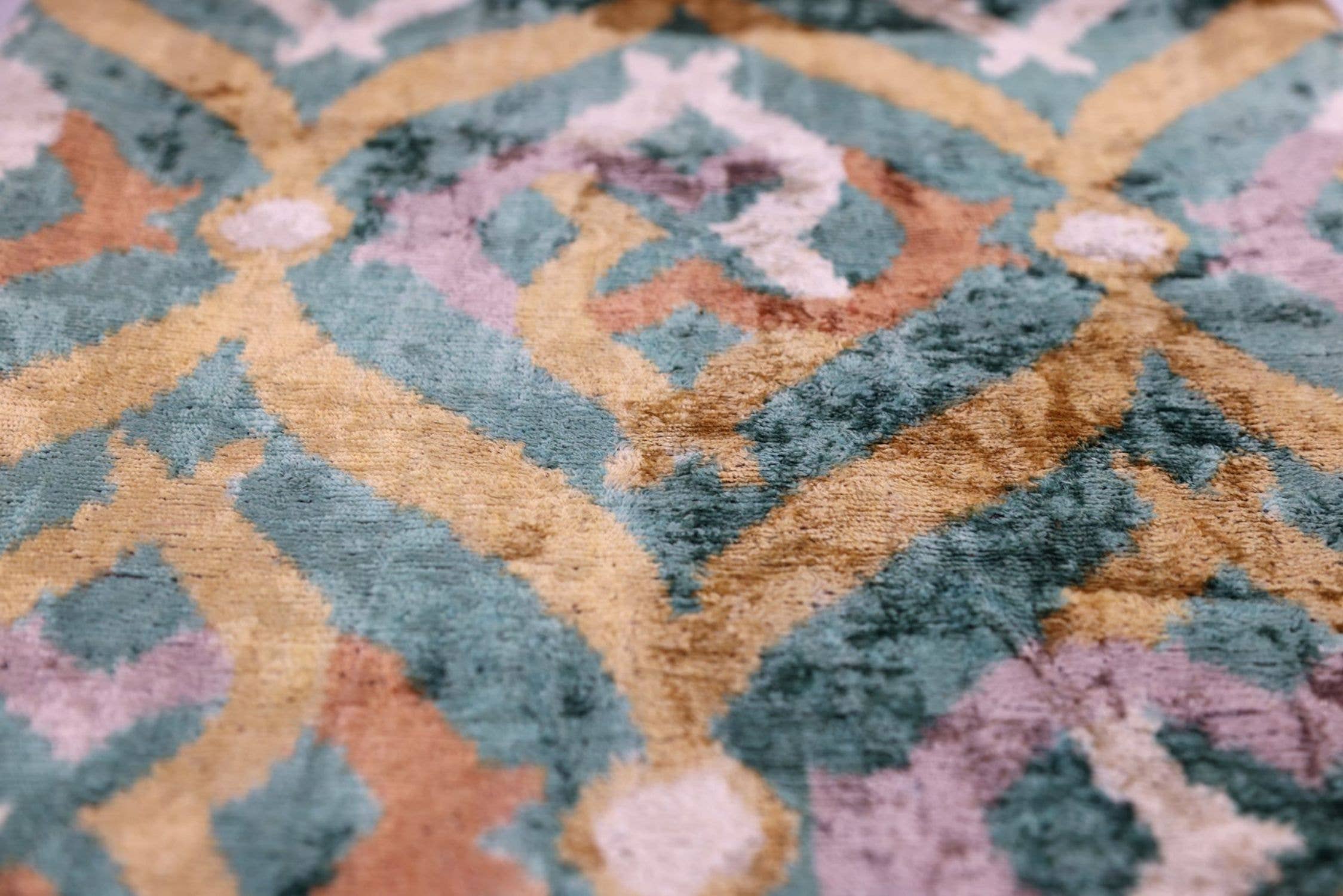 Emerald Gold Ikat Velvet Pillow – 16x16 in - Decor Addict, LLC