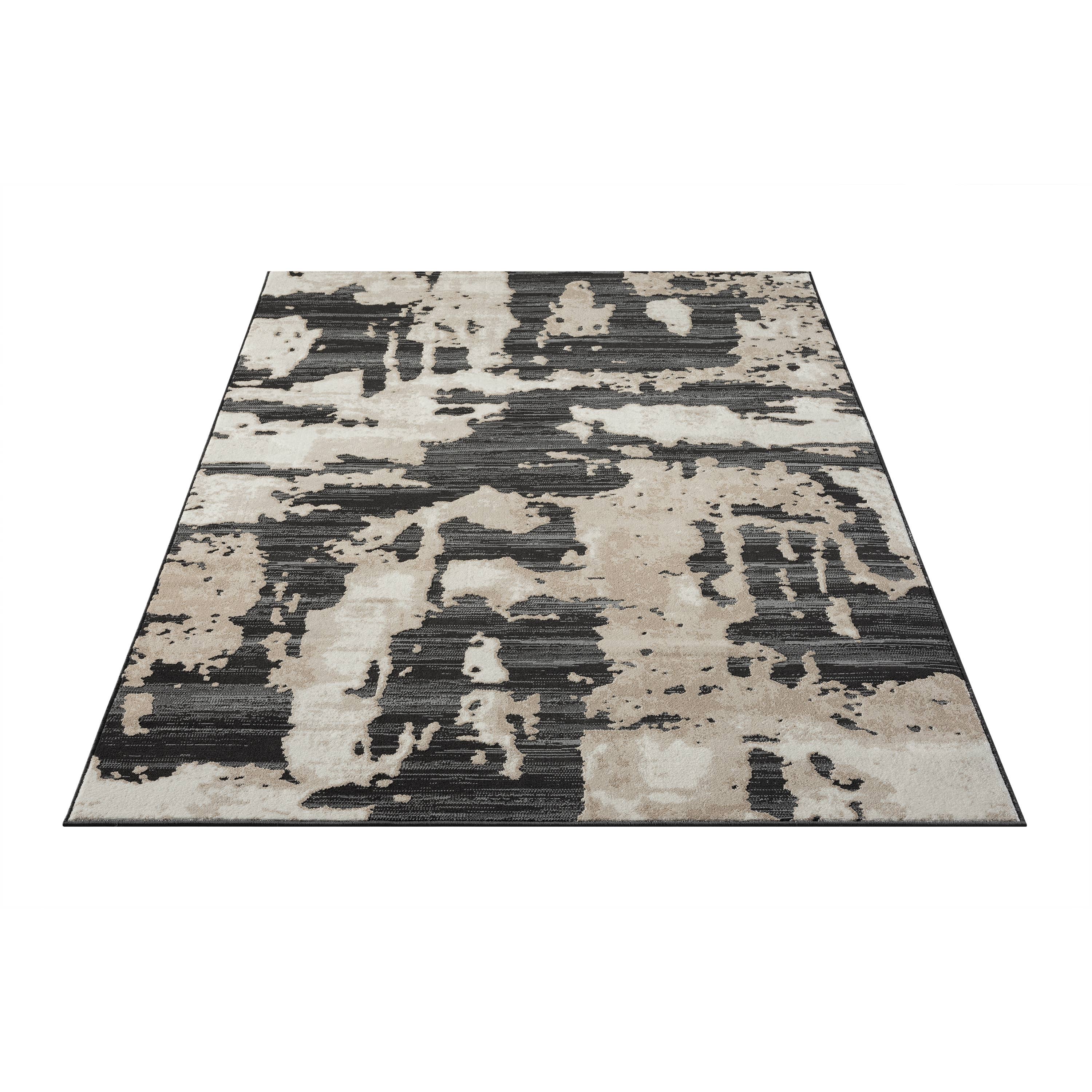 Abani Rugs TER170A Beige Black Abstract Pattern Area Rug: 2' x 3' - Decor Addict, LLC