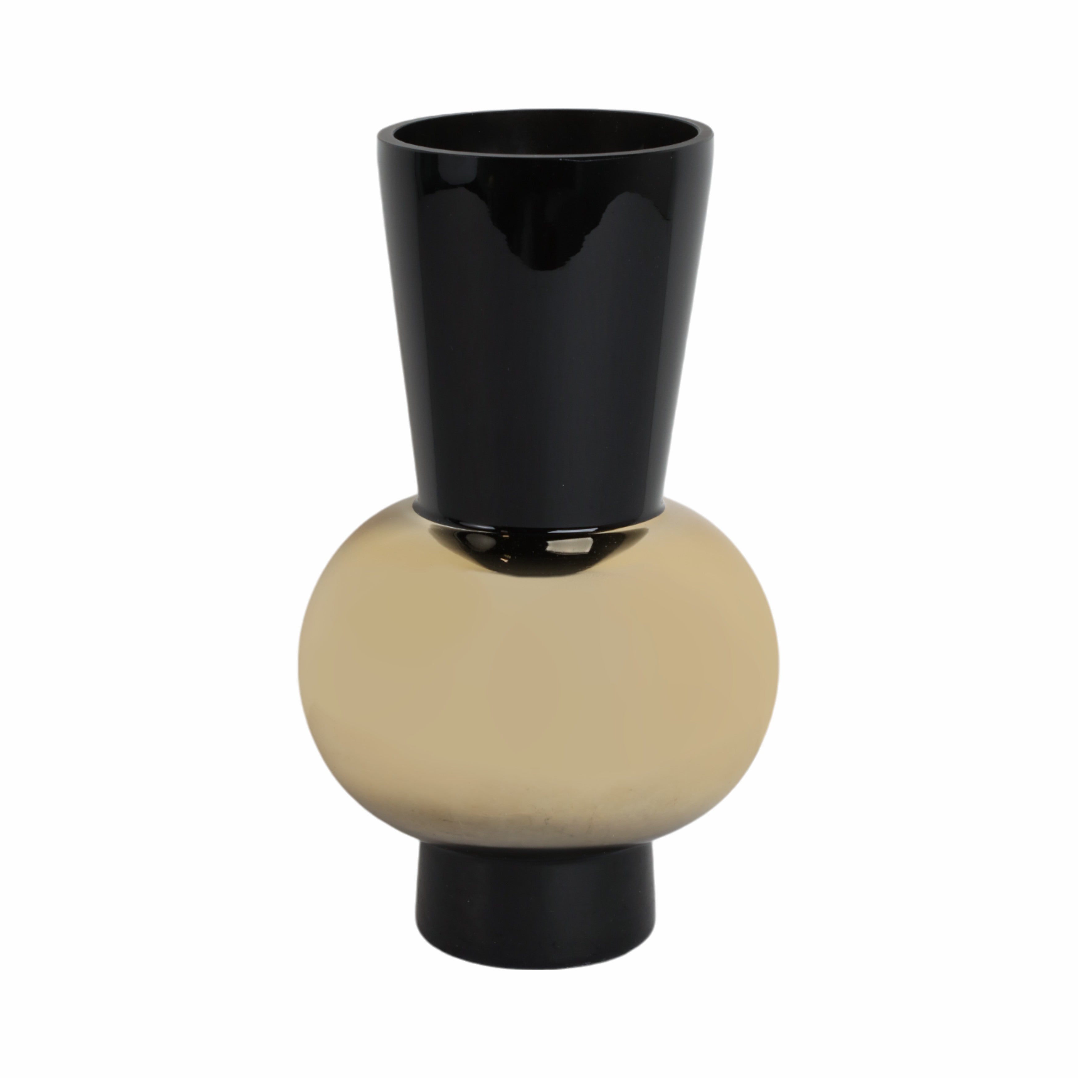 Glass, 12" Totem Vase, Black/gold - Decor Addict, LLC