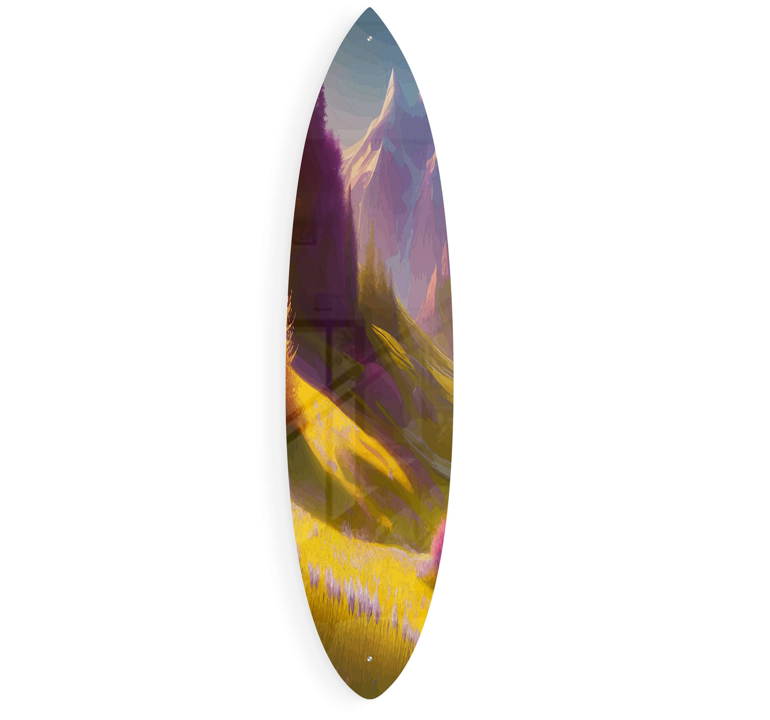Mountain View Acrylic Surfboard Wall Art - Decor Addict, LLC