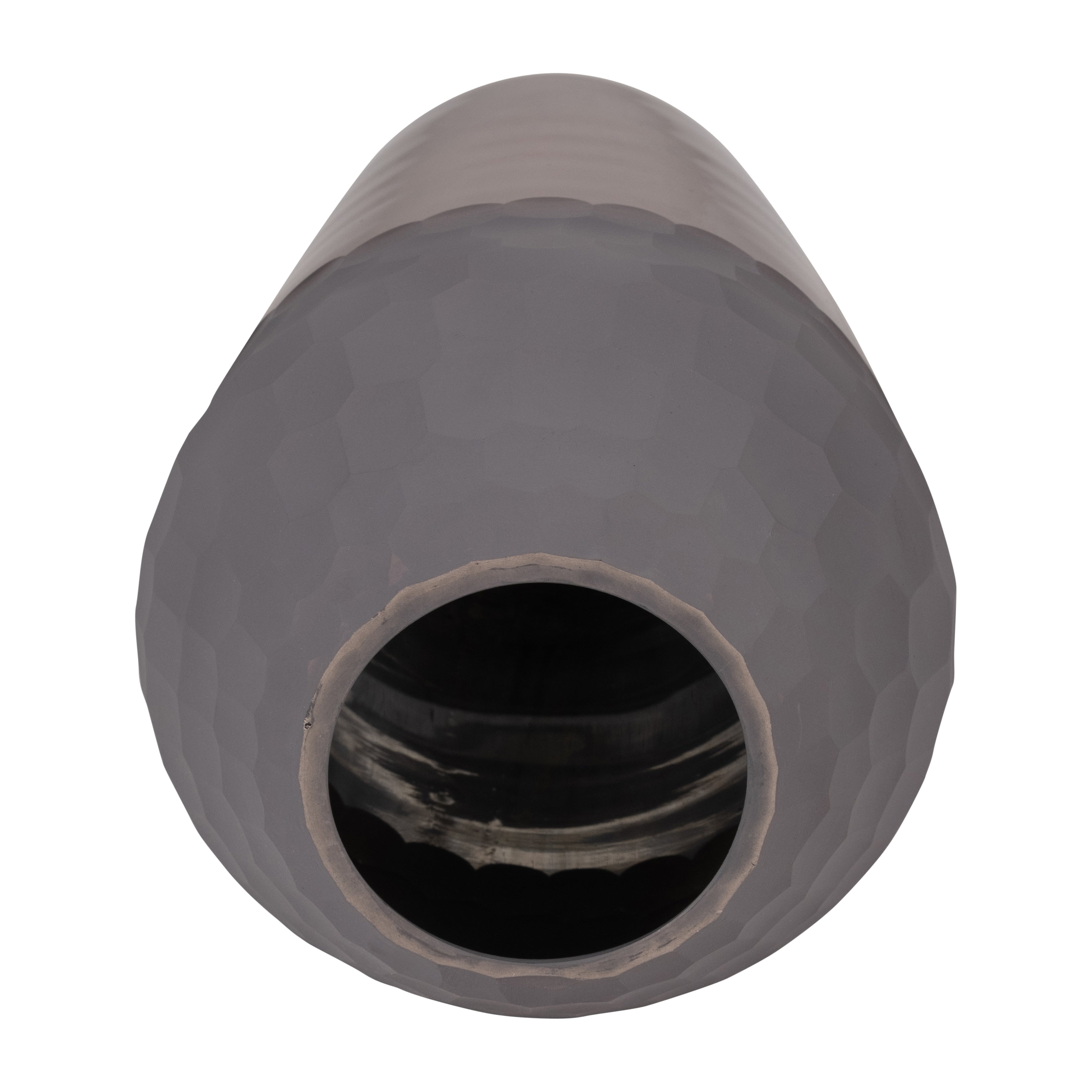 Glass, 14" 2-tone Hand-cut Vase, Metallic - Decor Addict, LLC