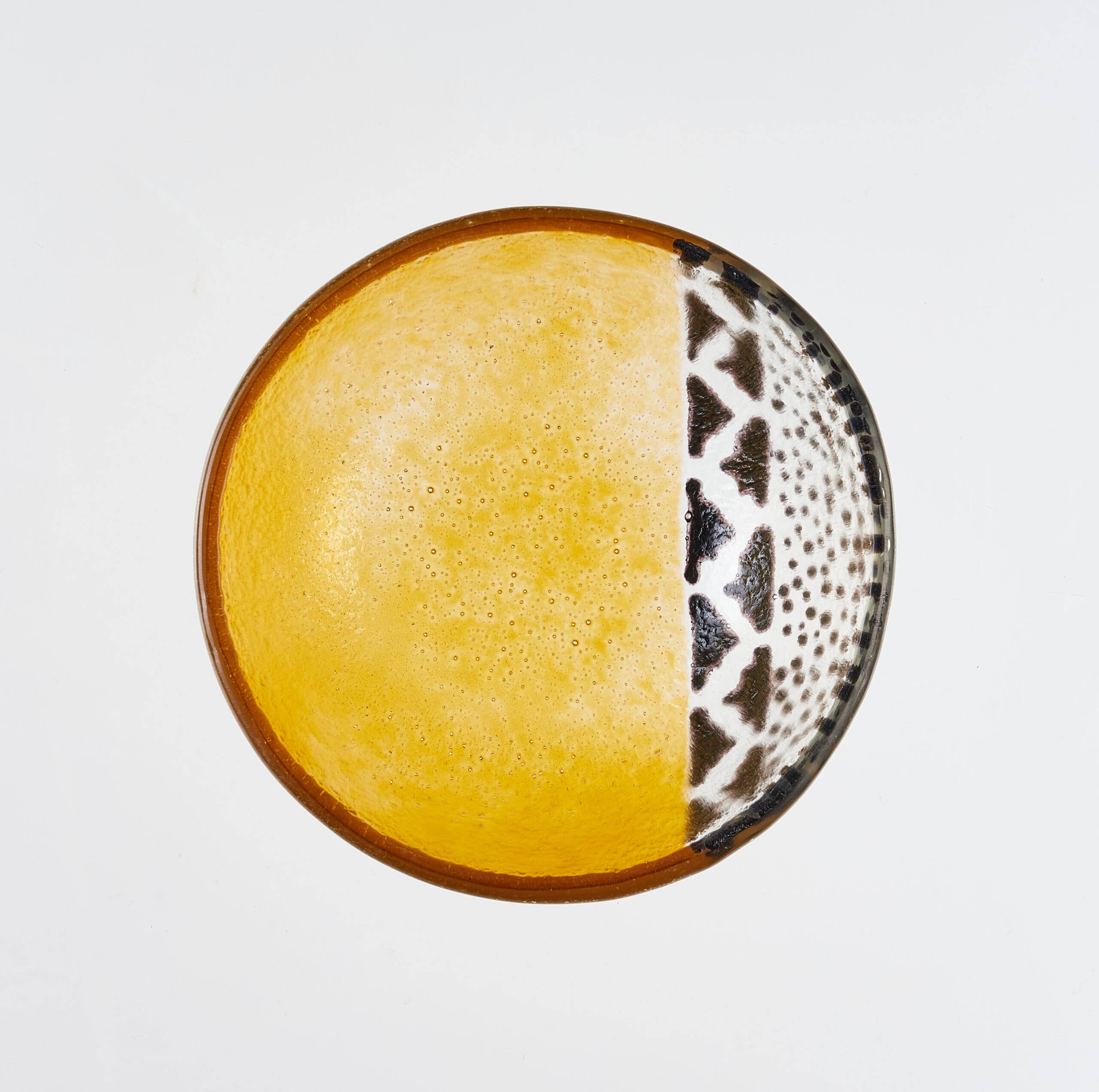 Boho Bowl Tray 12x5 Amber & Black Band: Amber & Black / Glass - Decor Addict, LLC