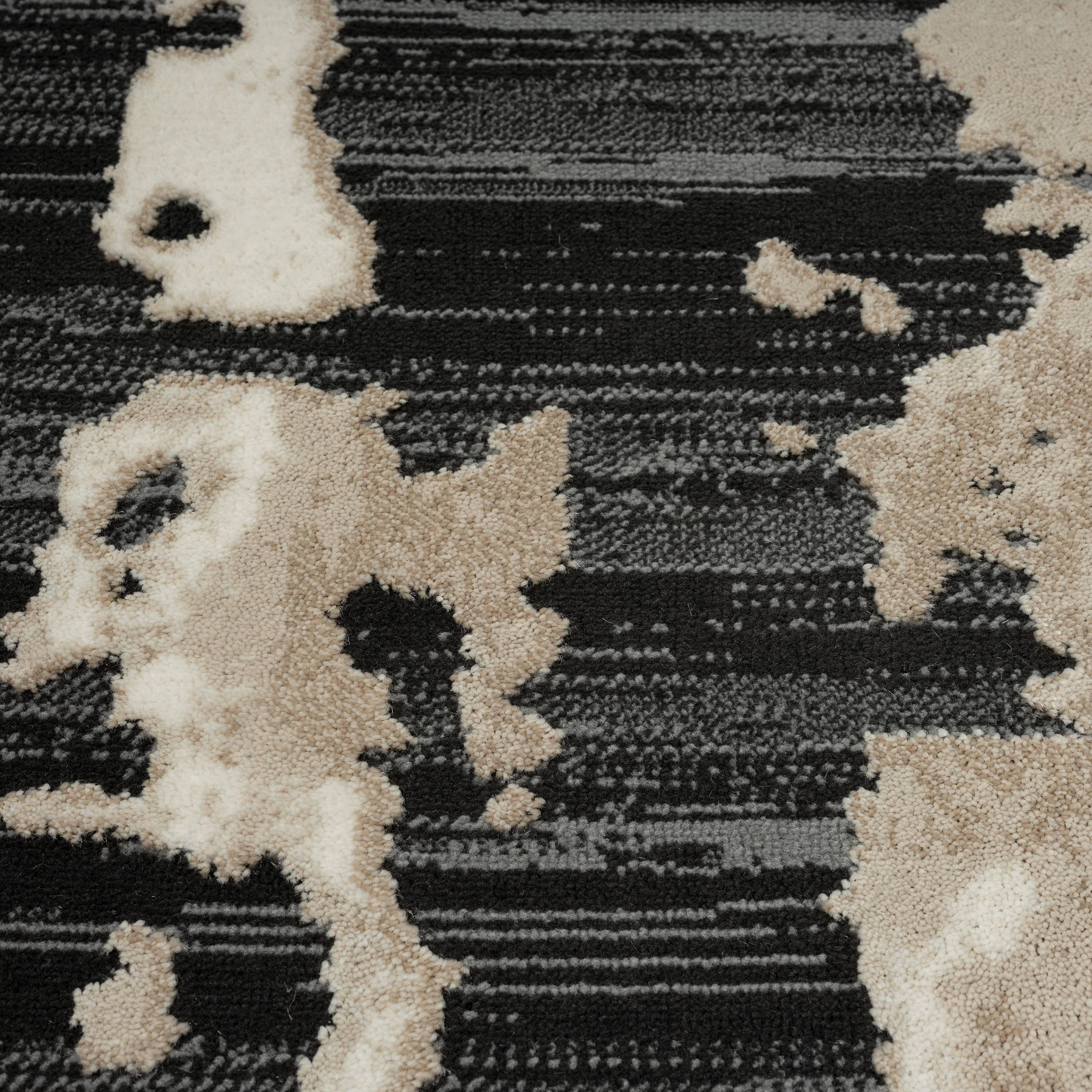 Abani Rugs TER170A Beige Black Abstract Pattern Area Rug: 2' x 3' - Decor Addict, LLC