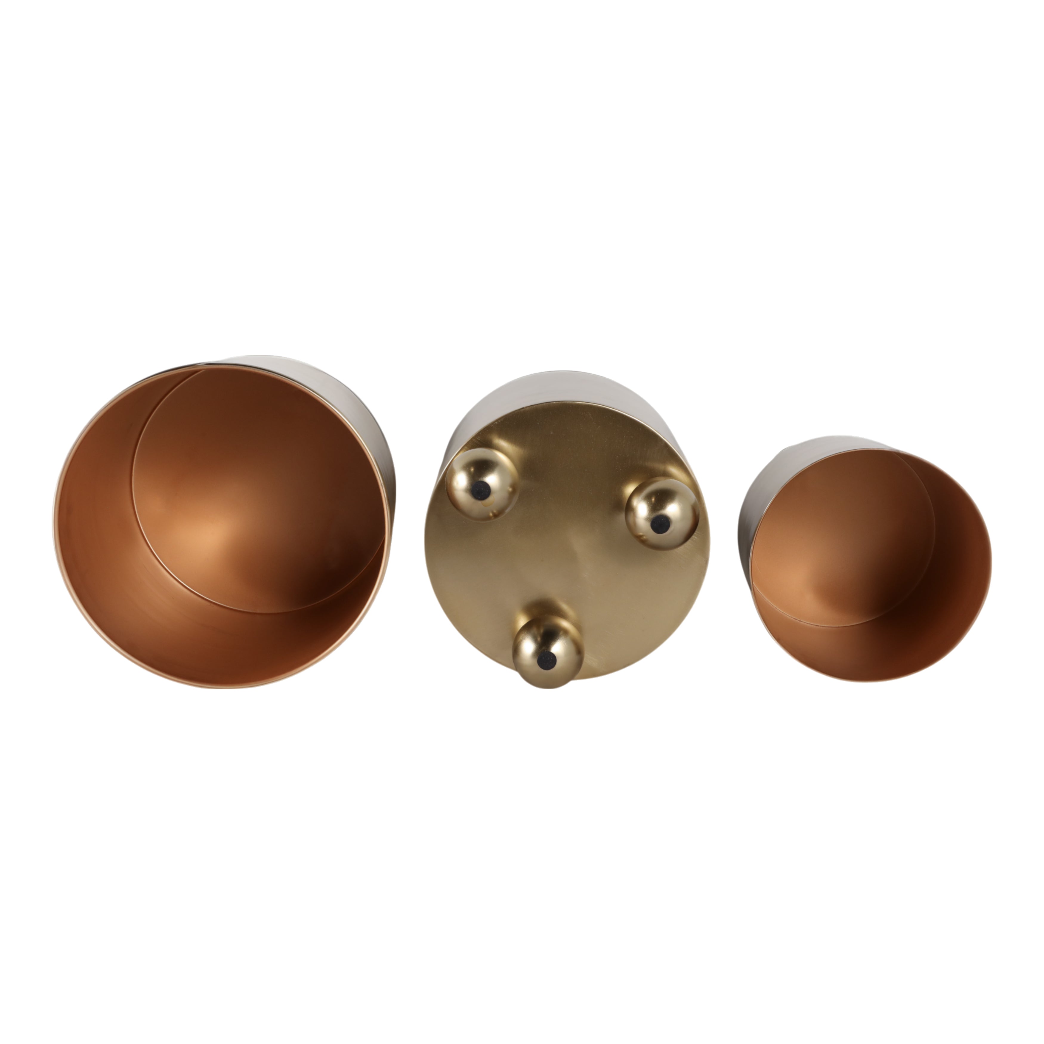 S/3 8/10/11" Metal Planter Ball Feet, Gold - Decor Addict, LLC