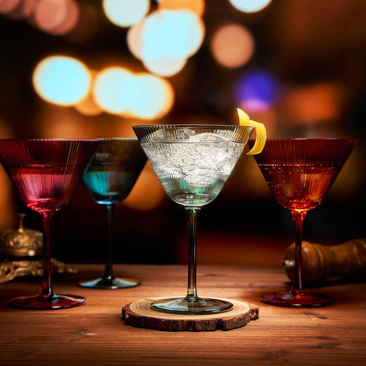 Ripple Martini Glasses 10 OZ Cocktail Glassware - Decor Addict, LLC
