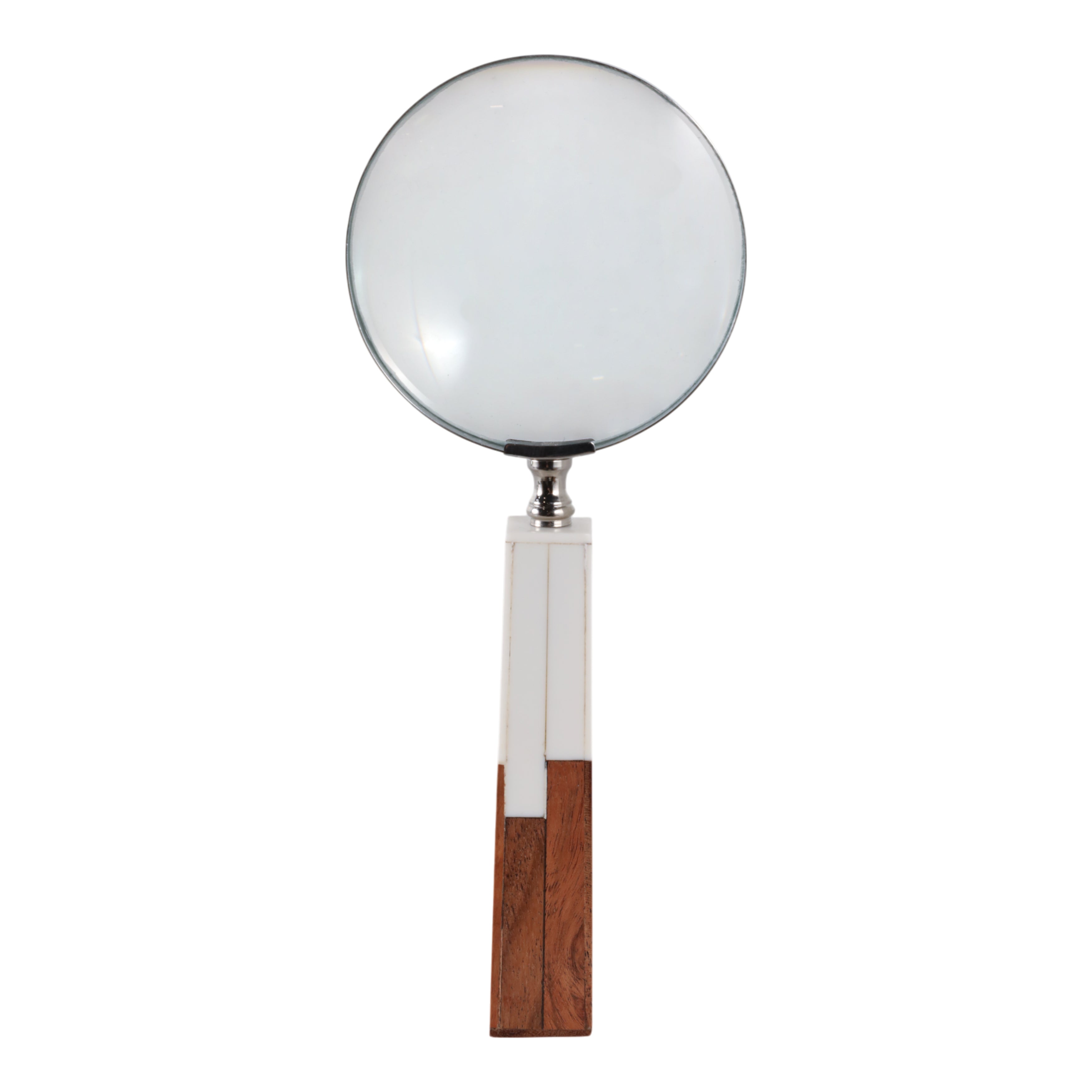 10x4" 2-toned Handle Magnifying Glass, White/brown - Decor Addict, LLC