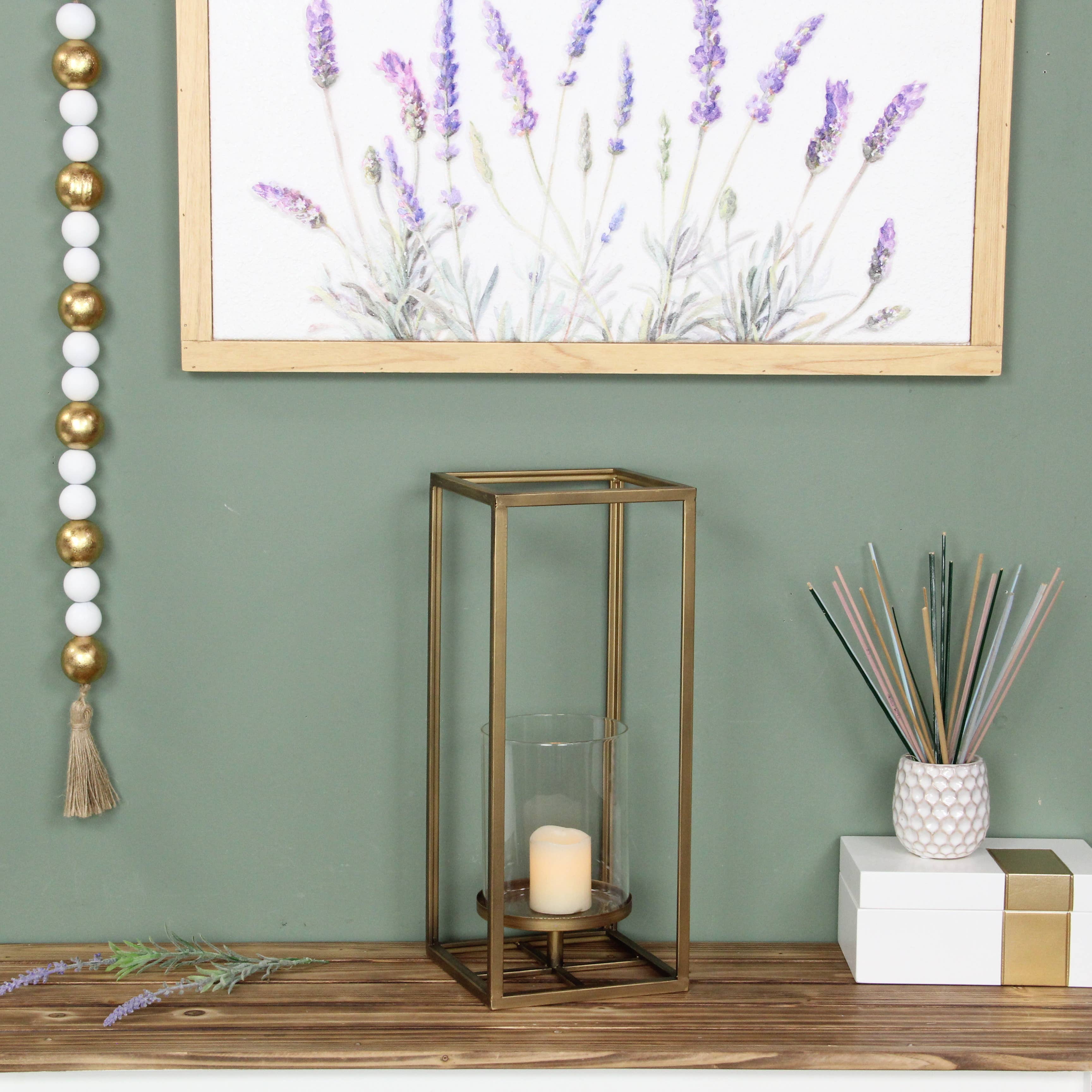 Pembertale Tall Square Gold Metal Lantern: Large - Decor Addict, LLC