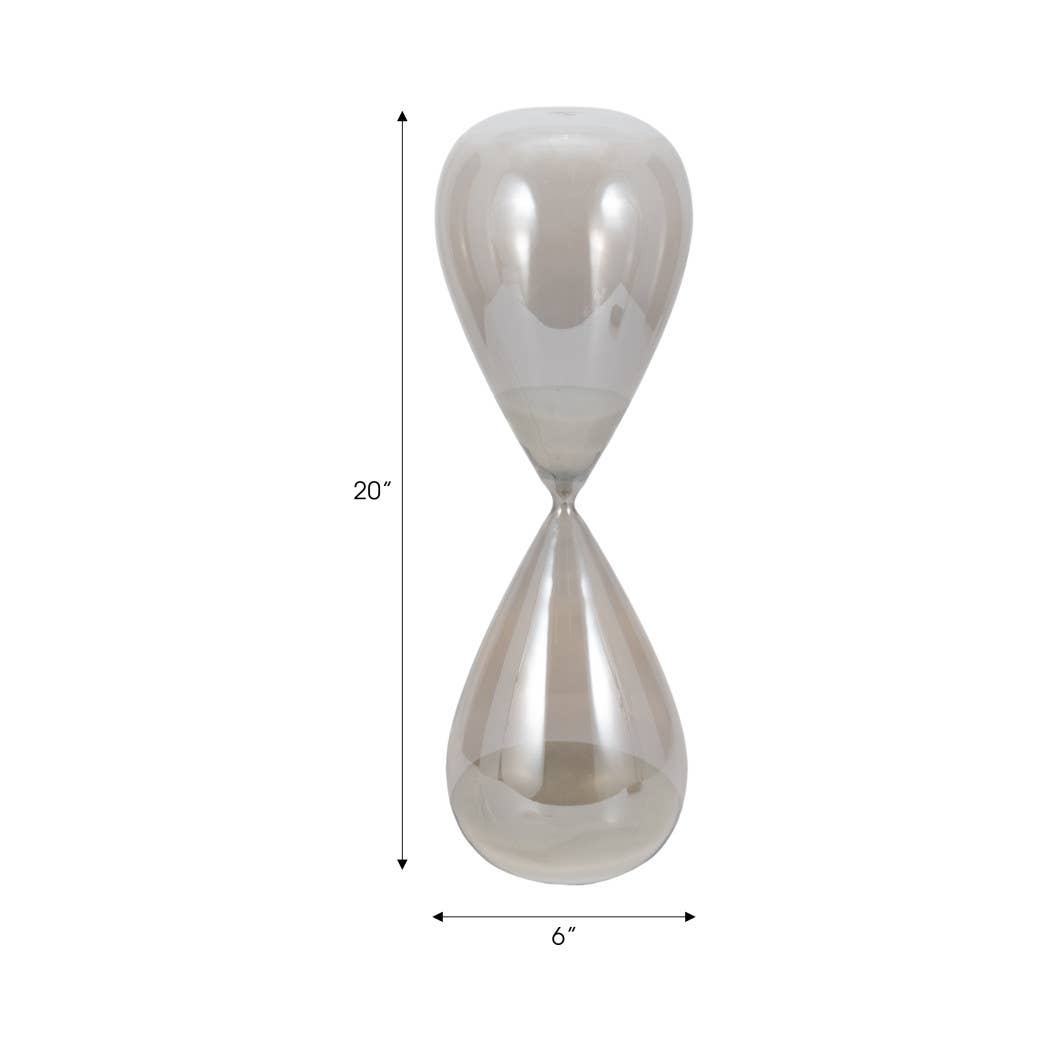 Glass Small Teardrop Silhouette Hourglass - Grey, 20 in. - Decor Addict, LLC