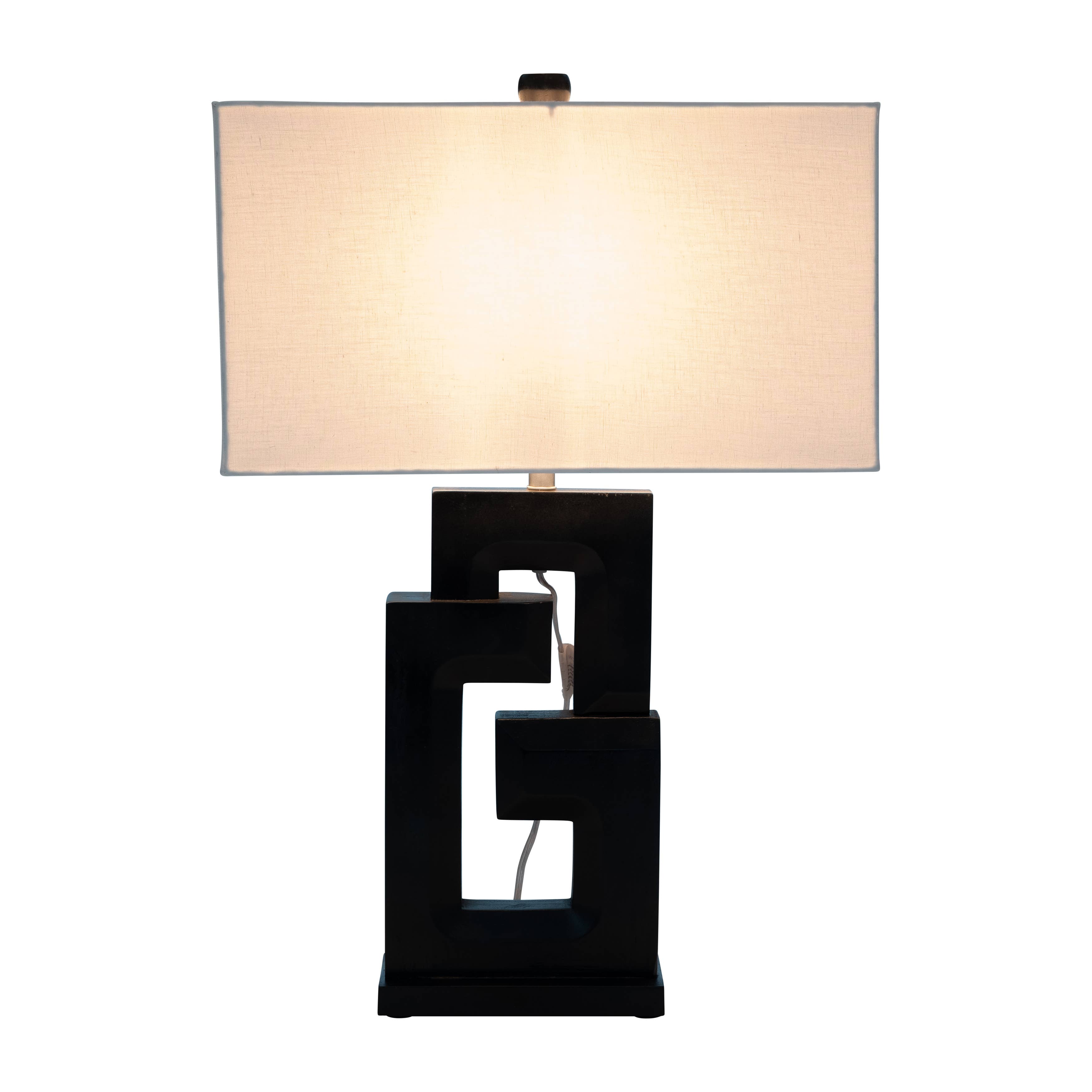 Wood, 27"h Geometric Lamp, Black - Decor Addict, LLC