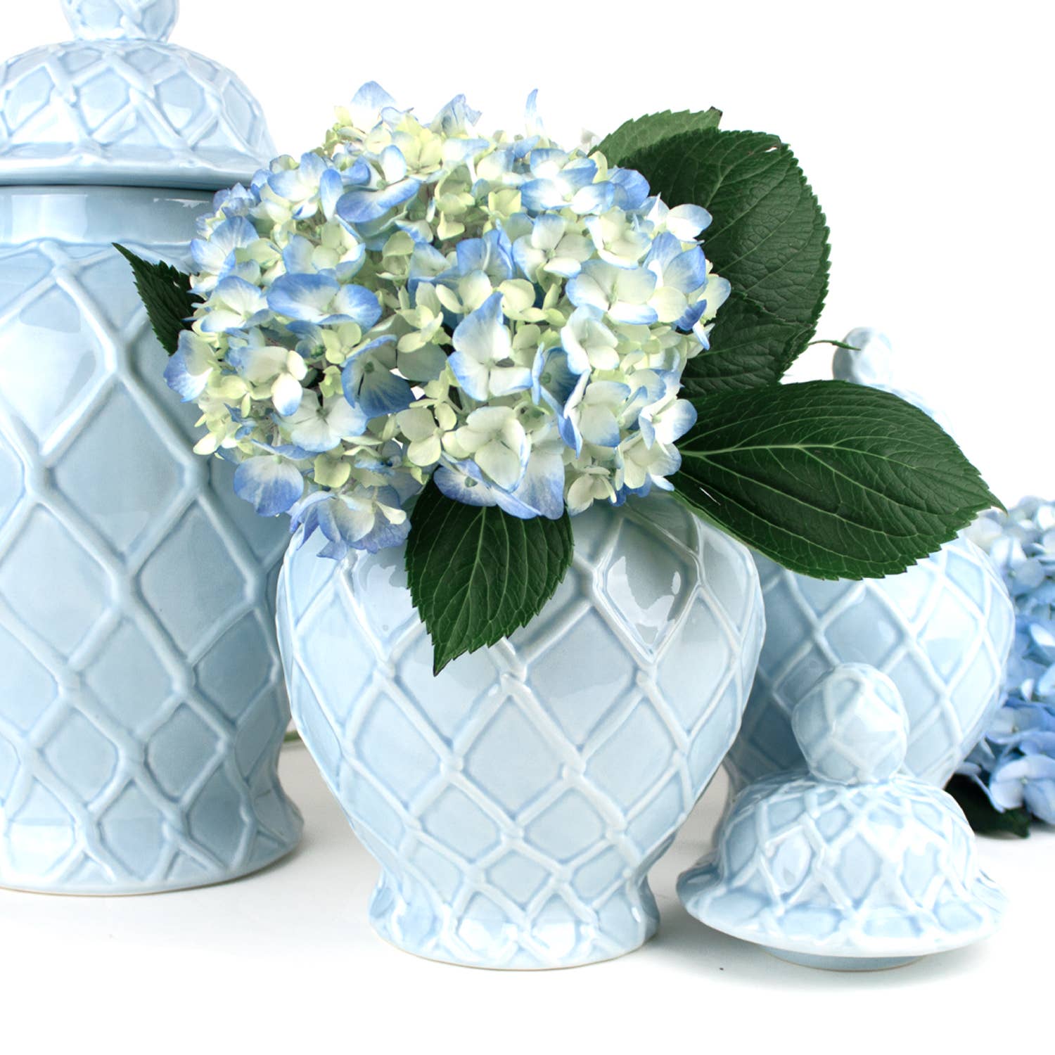 Light Blue Textured Ginger Jar - Large - Decor Addict, LLC