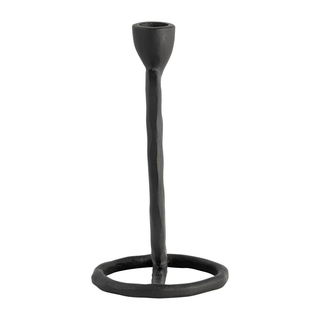 Metal Round Ring Taper Candle Holder - Black, 8 in. - Decor Addict, LLC