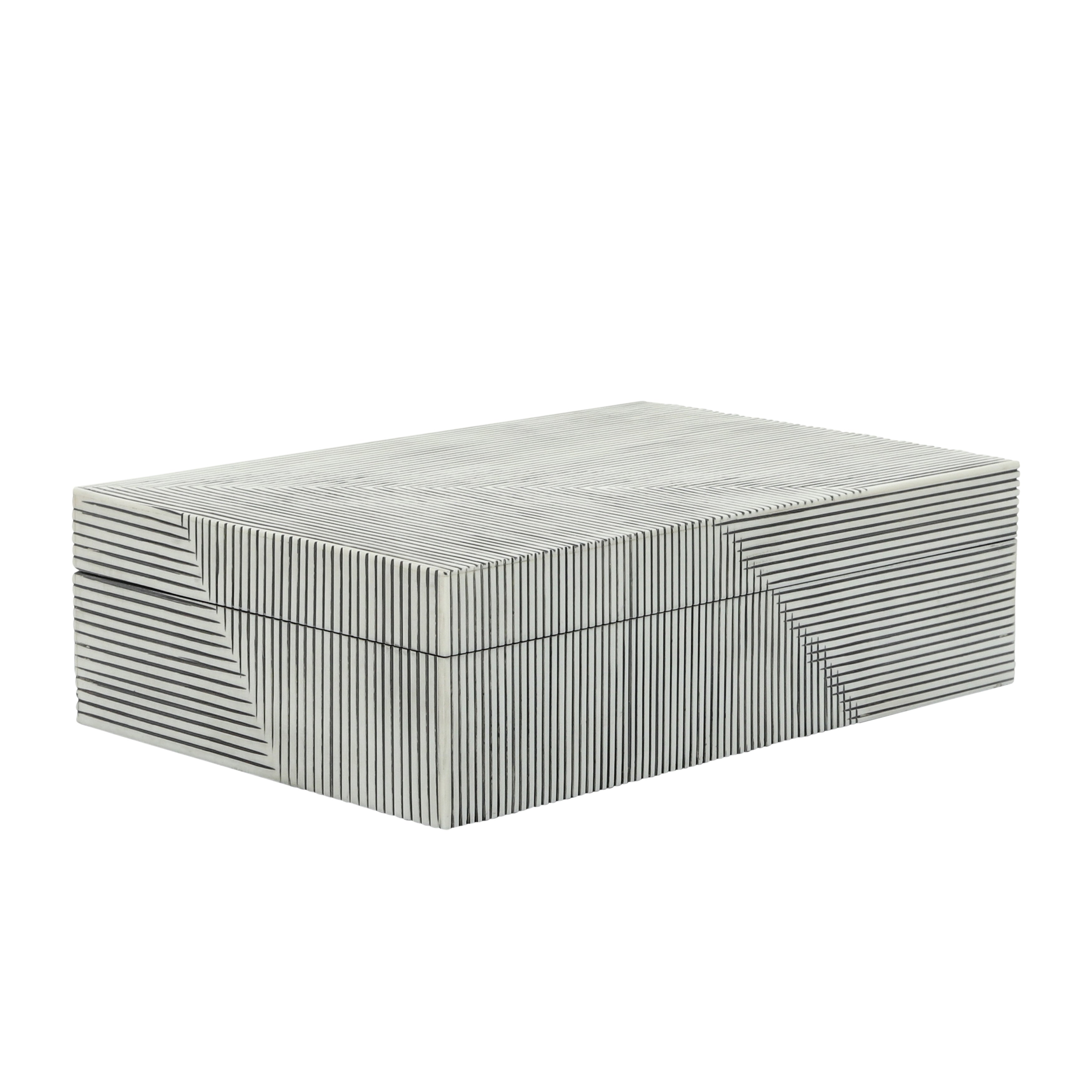 Resin S/2 Ridged Boxes, White - Decor Addict, LLC