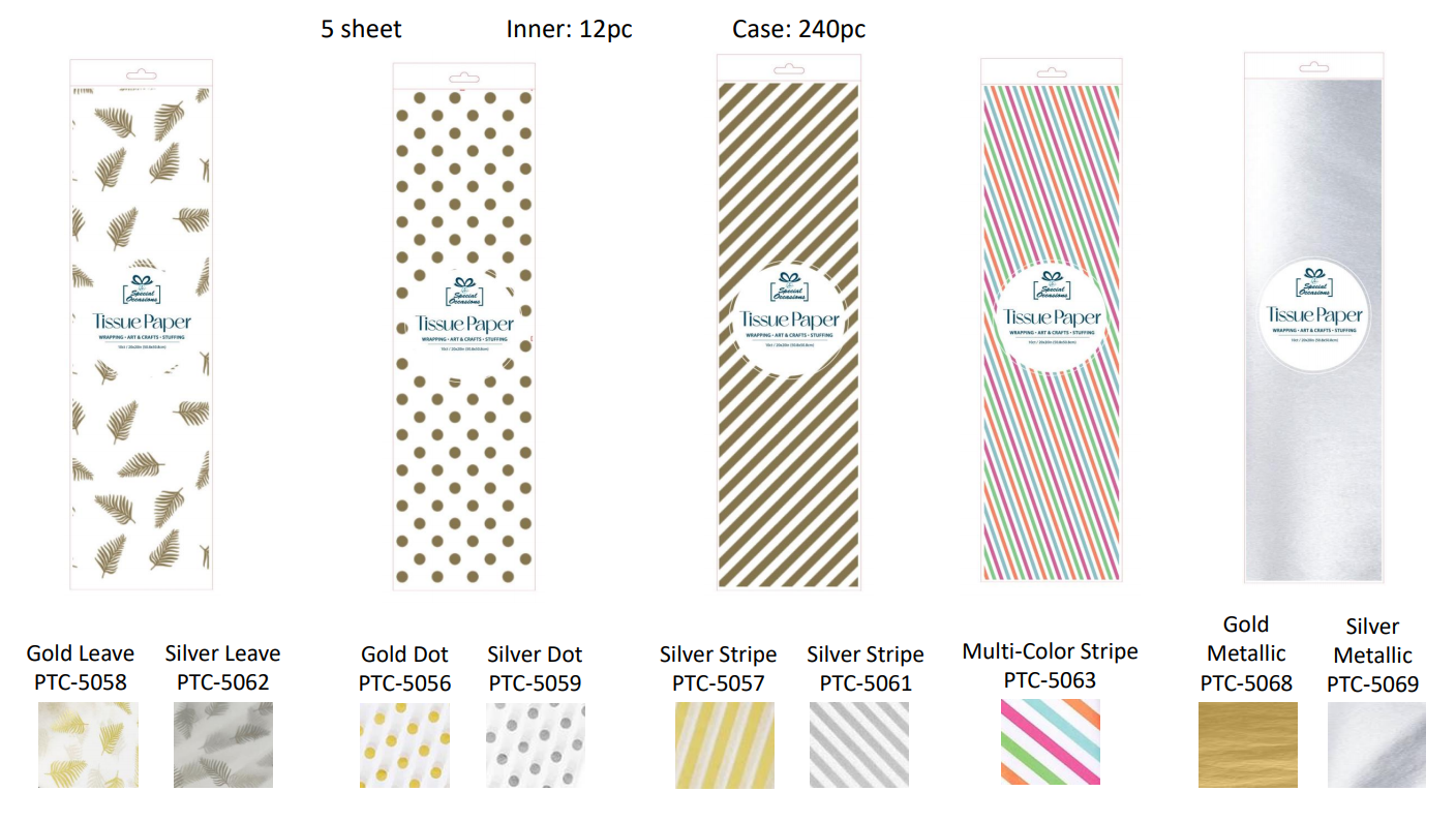 Party Tissue Paper Gold Metallic, 5sheet Wrapping Paper: Metallic Gold - Decor Addict, LLC