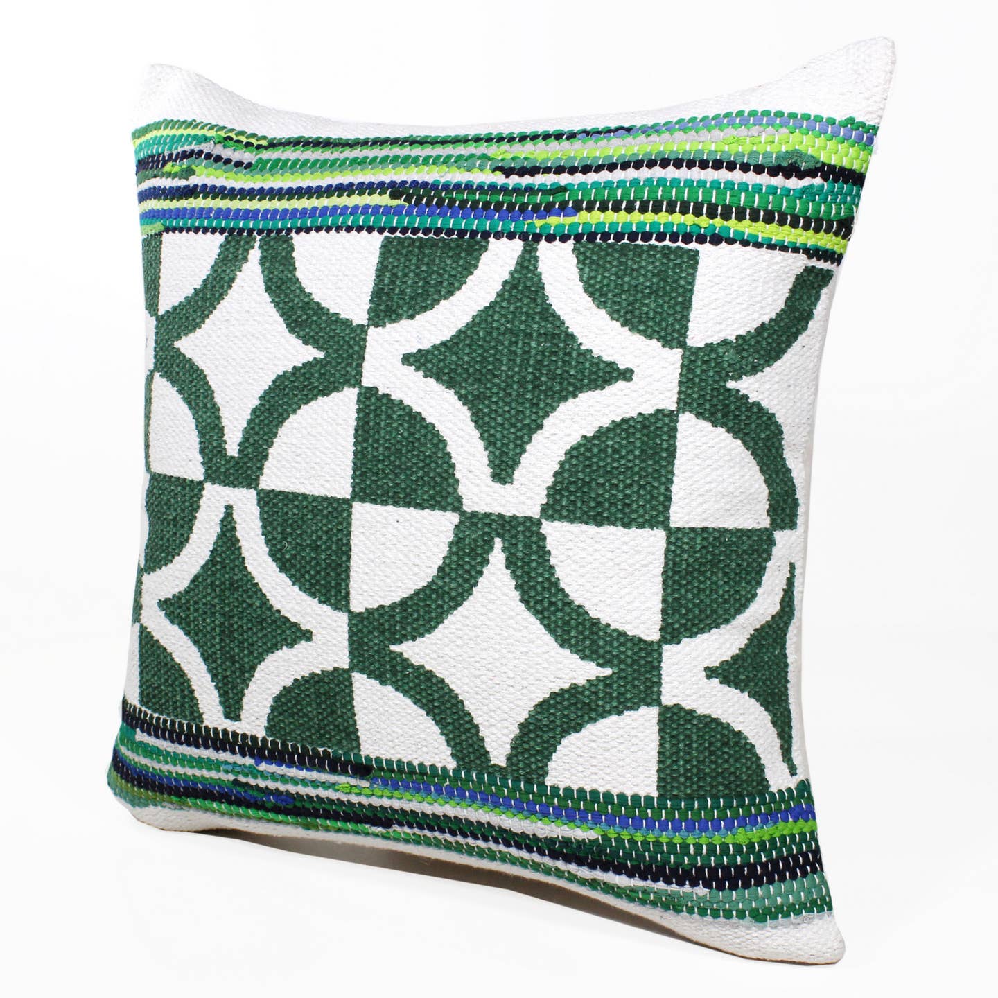 Boho Bordered Diamond Mosaic Textile Pillow LR - Decor Addict, LLC