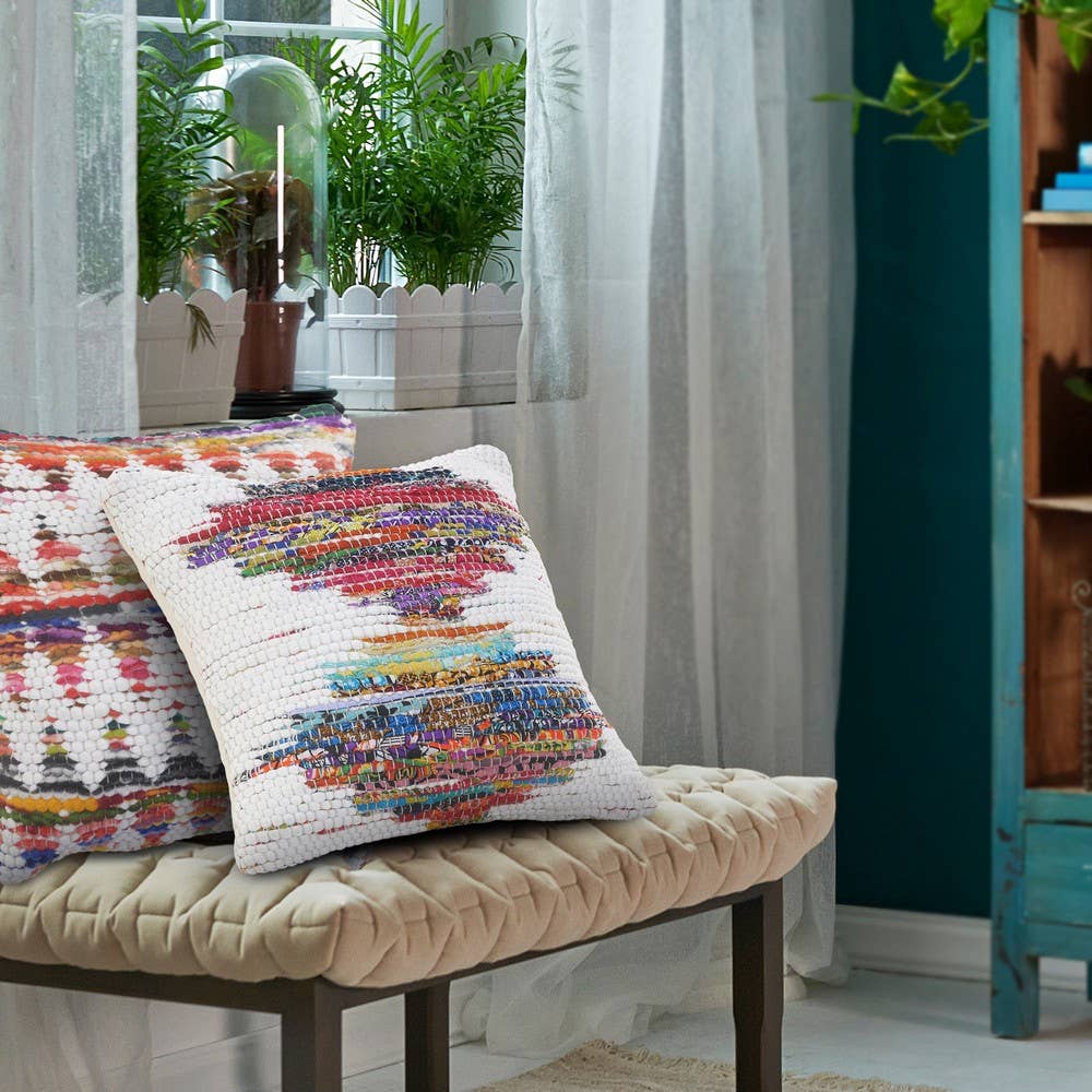 Chantale Geometric Throw Pillow, White/Multi: White/Multi / 14" x 36" / Poly Filled - Decor Addict, LLC