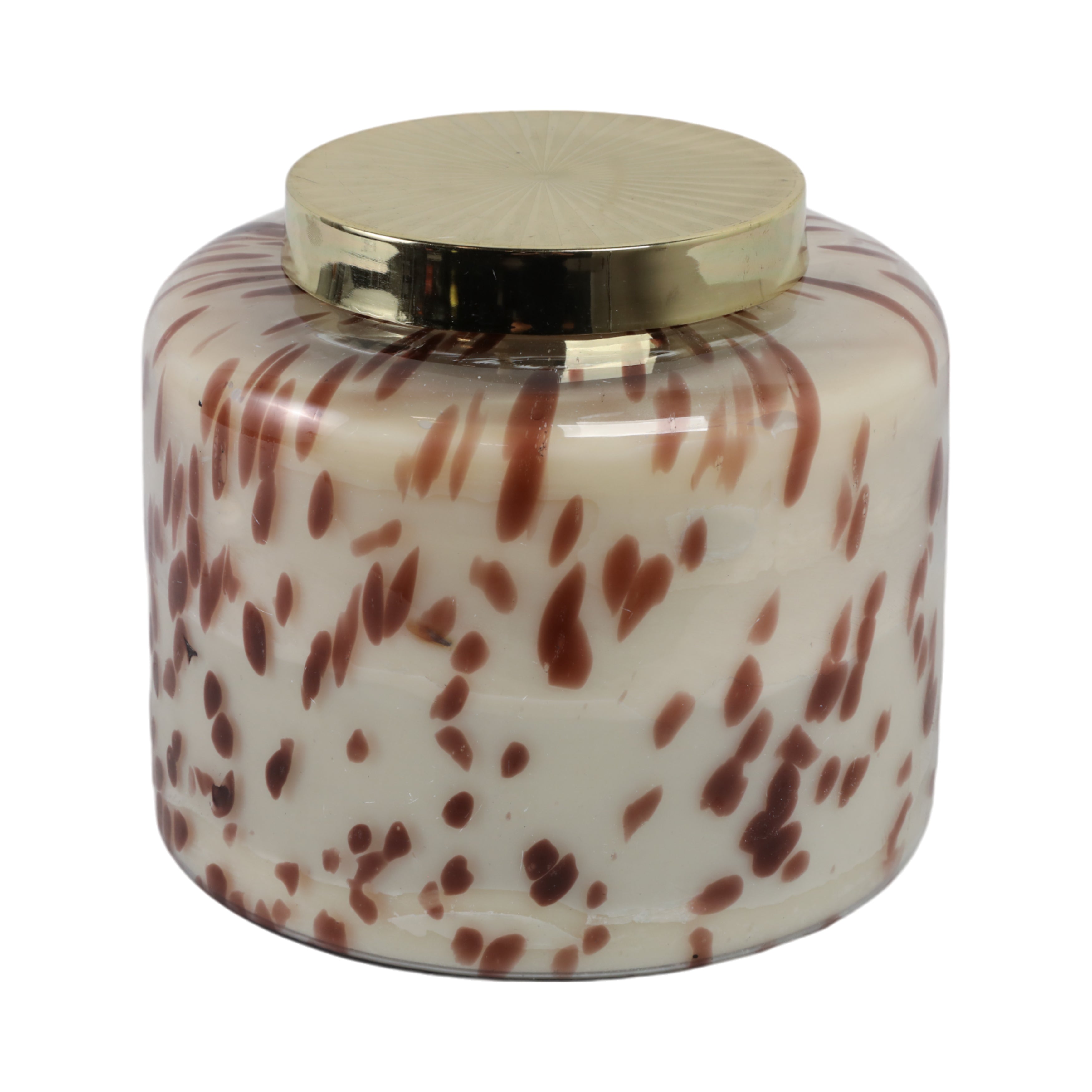 9" 180 Oz Cinnamon Speckle Lidded Candle, Brown/go - Decor Addict, LLC