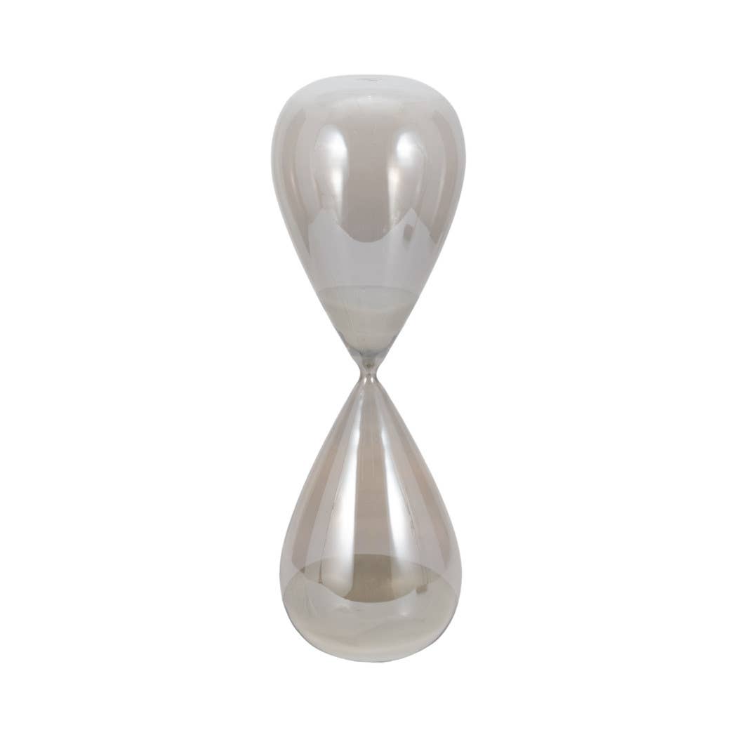 Glass Small Teardrop Silhouette Hourglass - Grey, 20 in. - Decor Addict, LLC