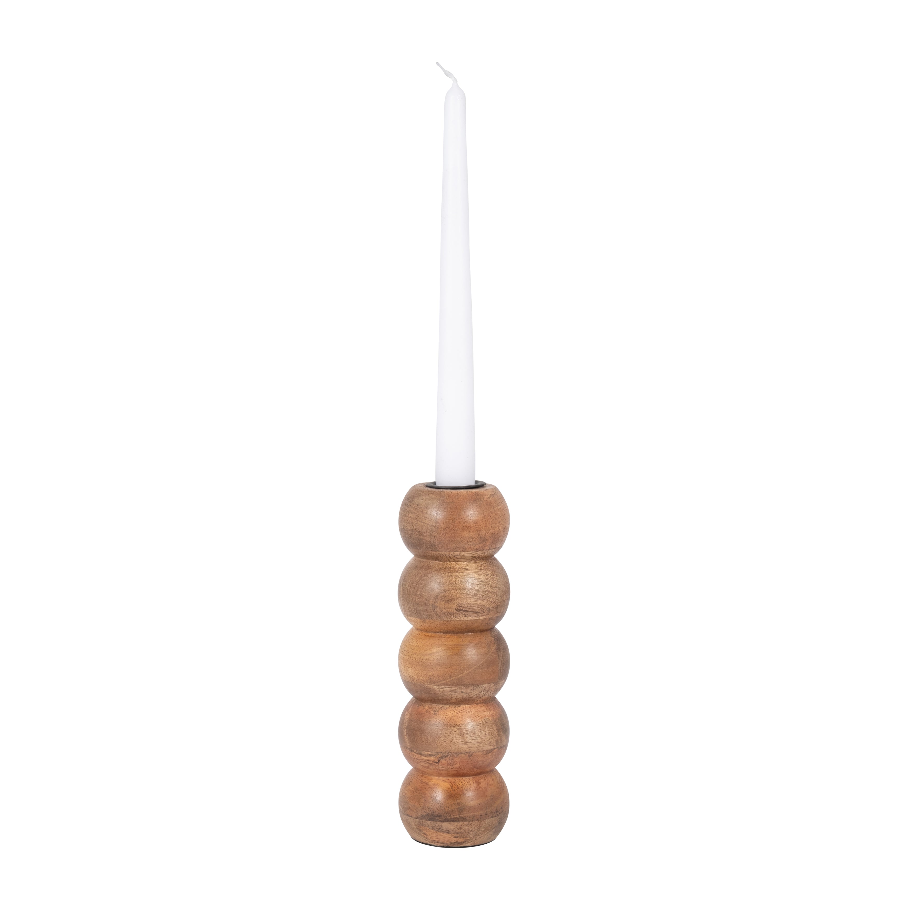 Wood, 8" Ribbed Votive Holder, Natural - Decor Addict, LLC