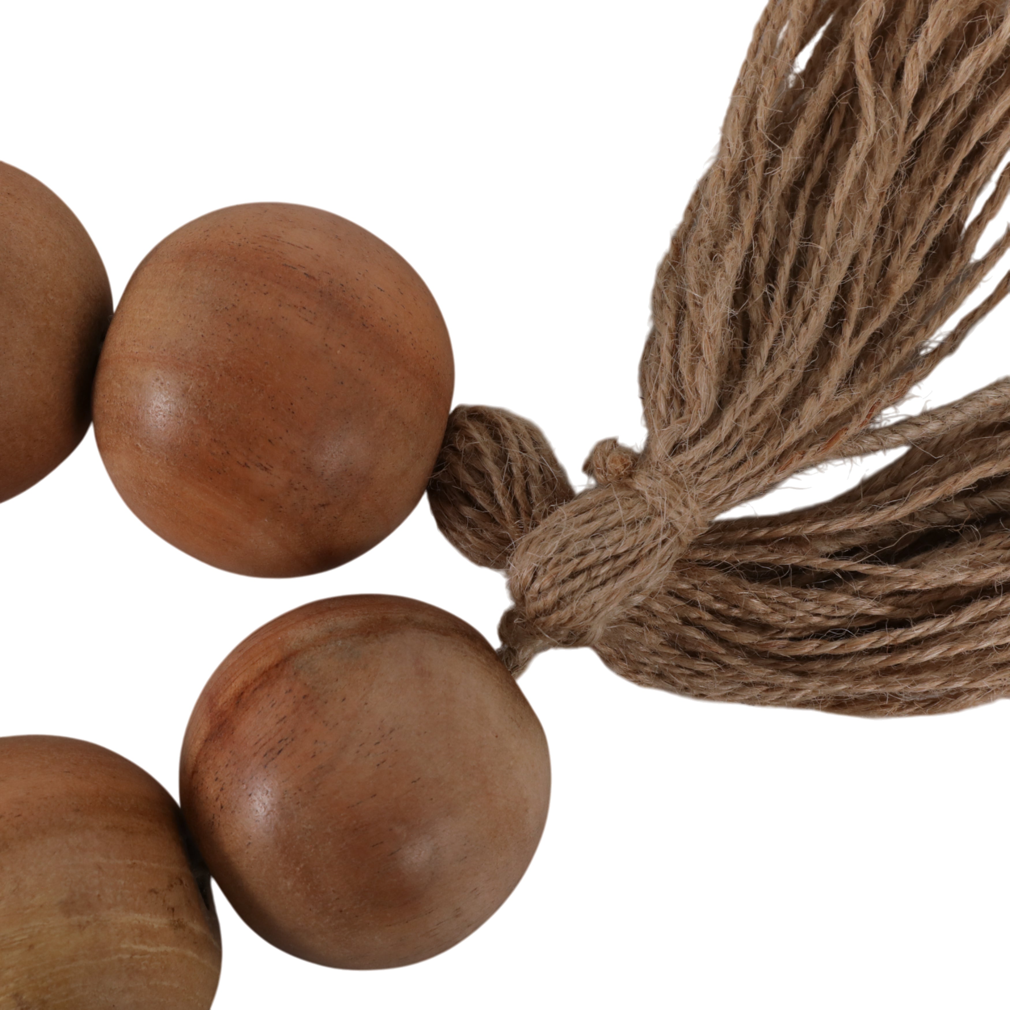 Wood, 32"l, 2"lrg Beaded Garland W/ Tassel,natural - Decor Addict, LLC