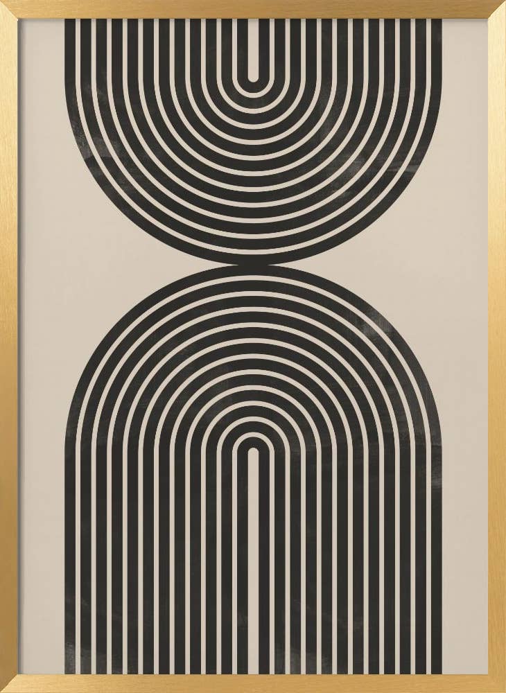 "Black Arch Line Art" Wall Art: Black Framed Textured Print / 48"H x 36 "W - Decor Addict, LLC