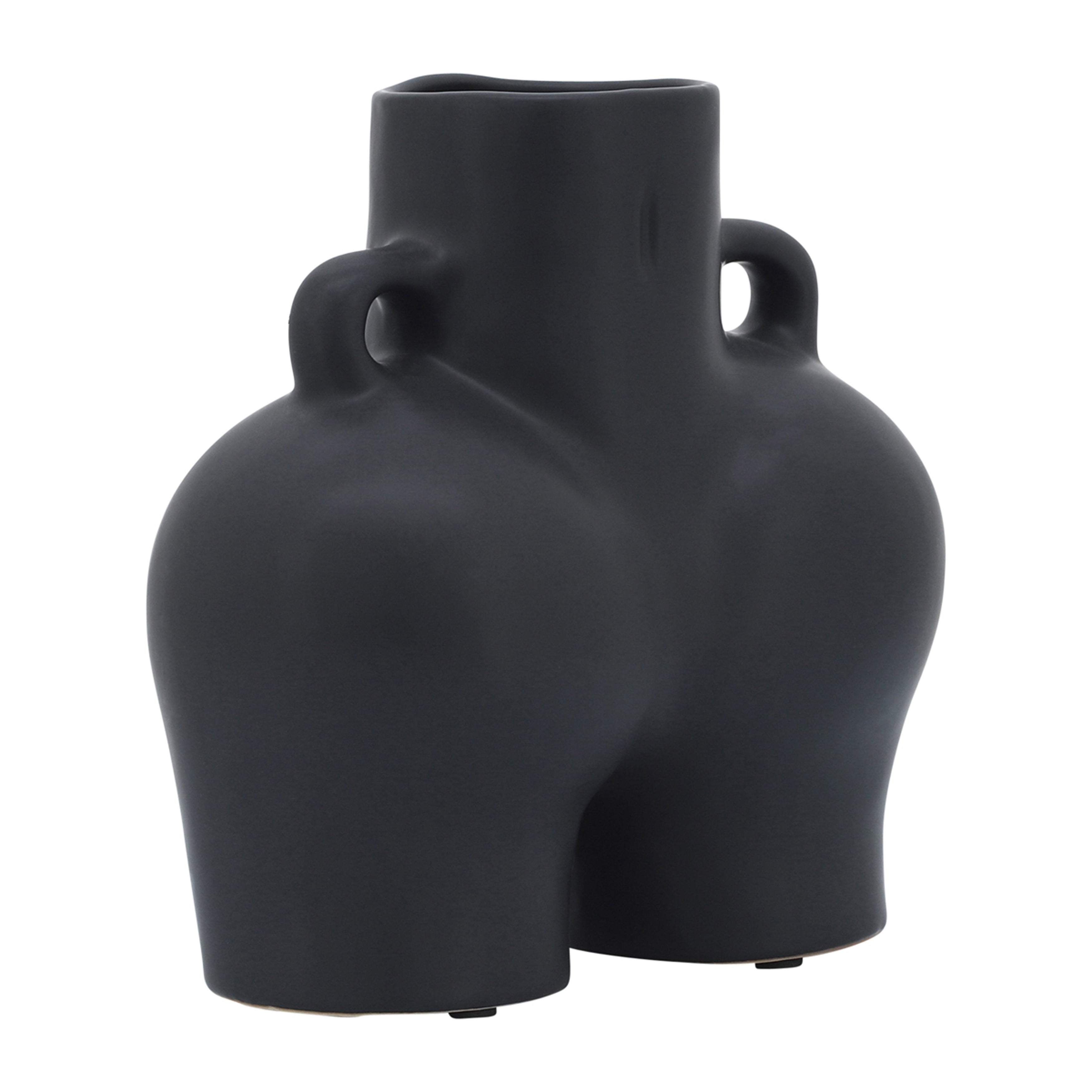 Cer, 7" Half Body Vase, Black - Decor Addict, LLC