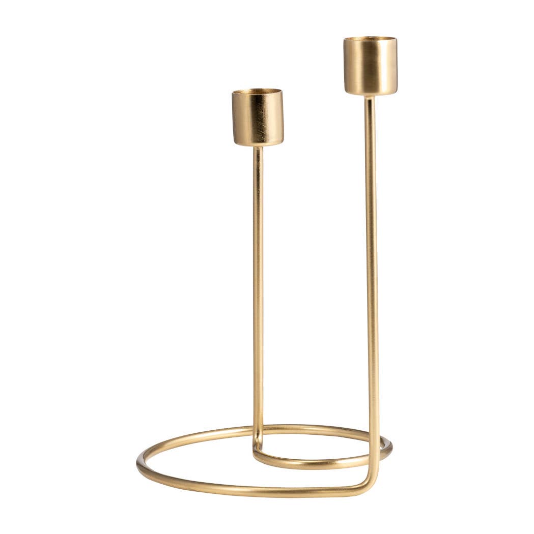 Metal Modern Open-Frame Dual Candle Holder - Gold, 8 in. - Decor Addict, LLC