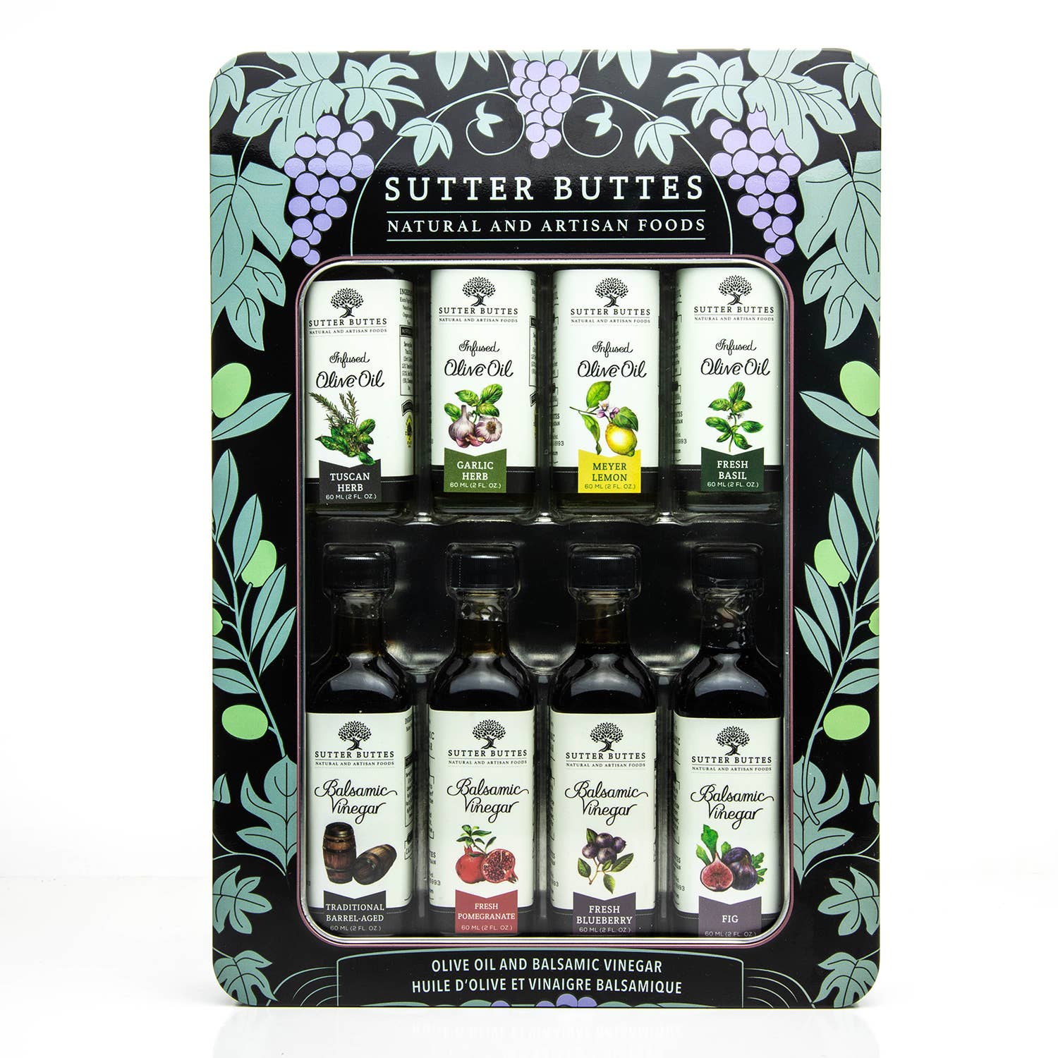 Gift Tin - 8 Pc Oil and Balsamic: Leaves /Grapes - Decor Addict, LLC