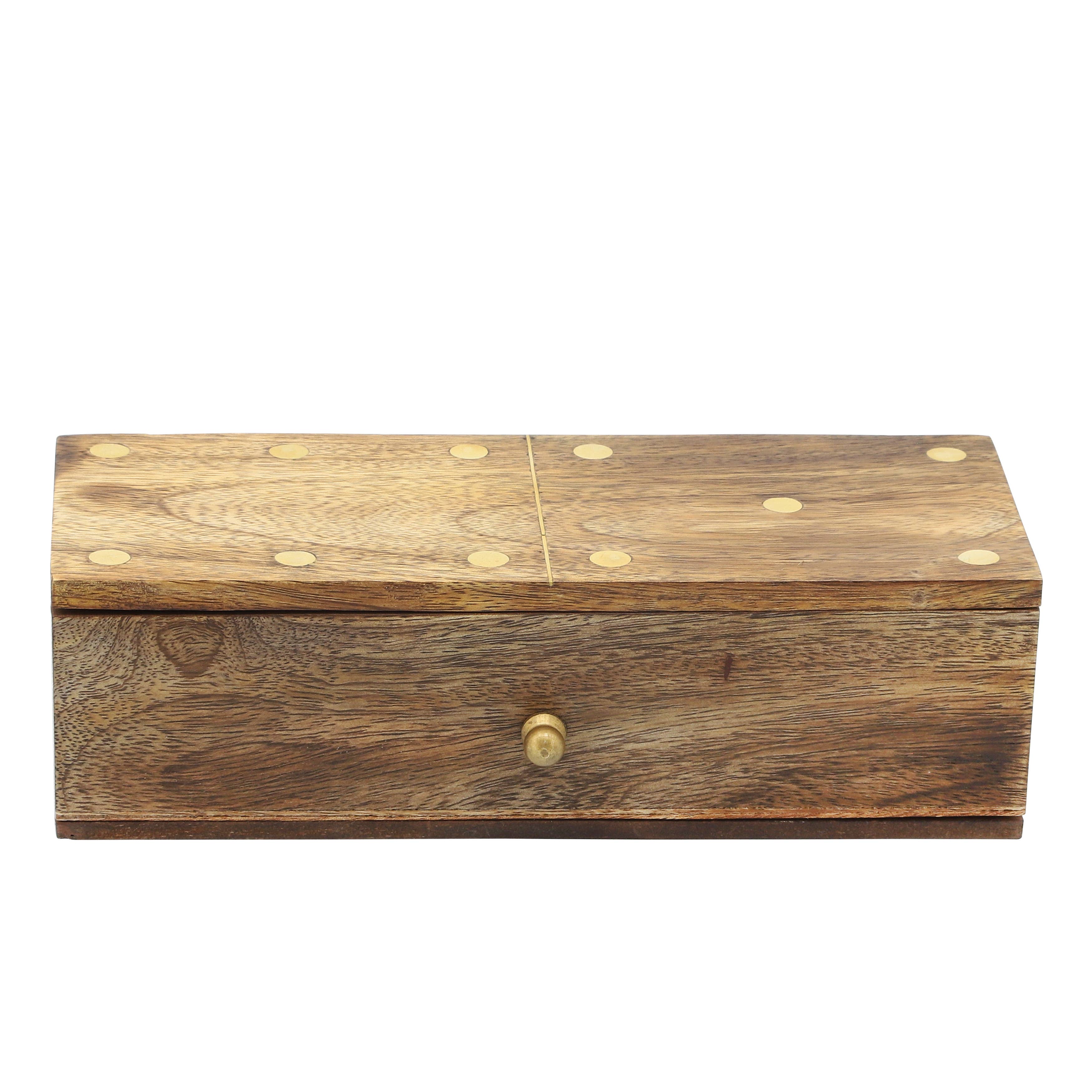 Mango Wood Domino Game Set - Brown, 9 in. - Decor Addict, LLC