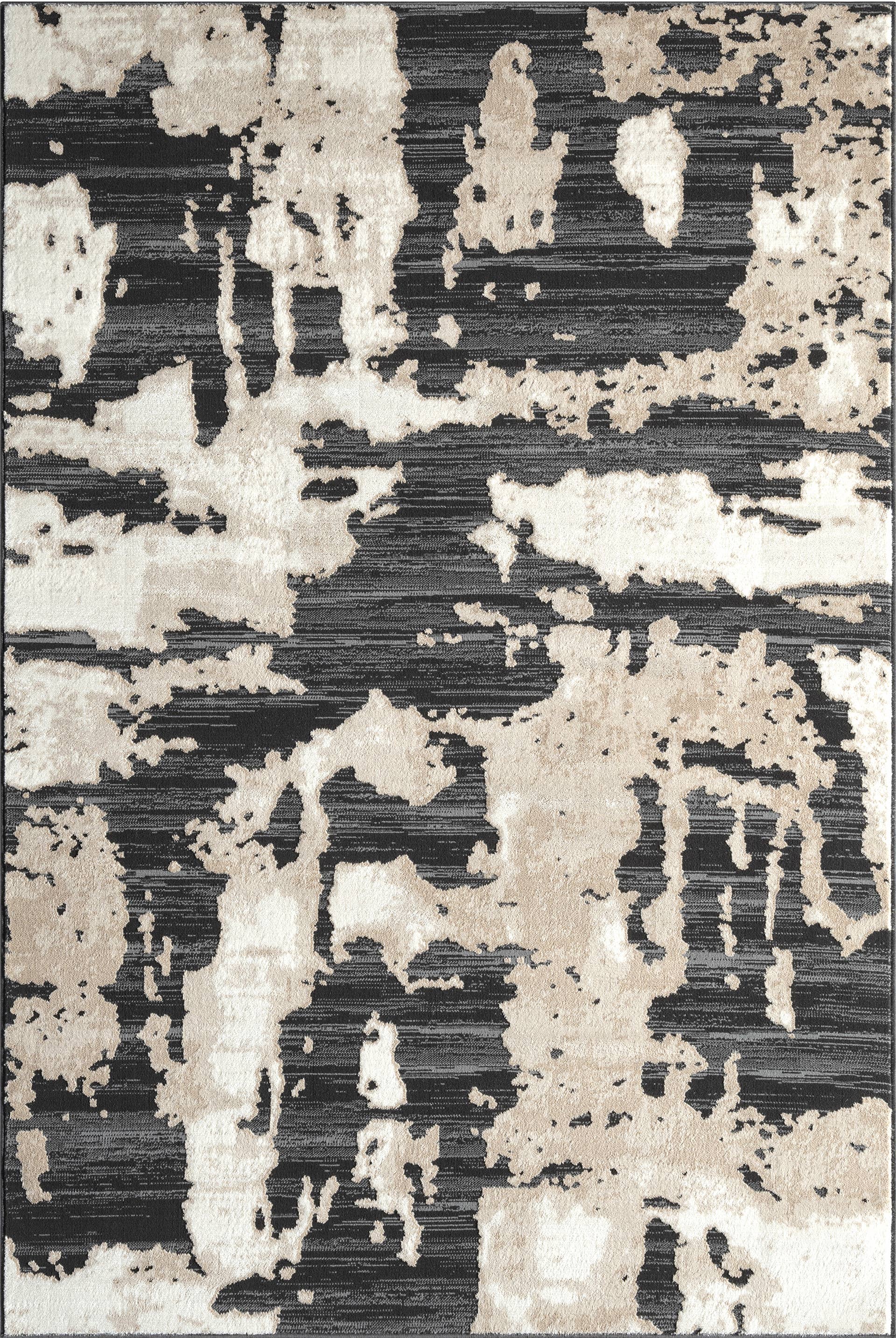 Abani Rugs TER170A Beige Black Abstract Pattern Area Rug: 2' x 3' - Decor Addict, LLC