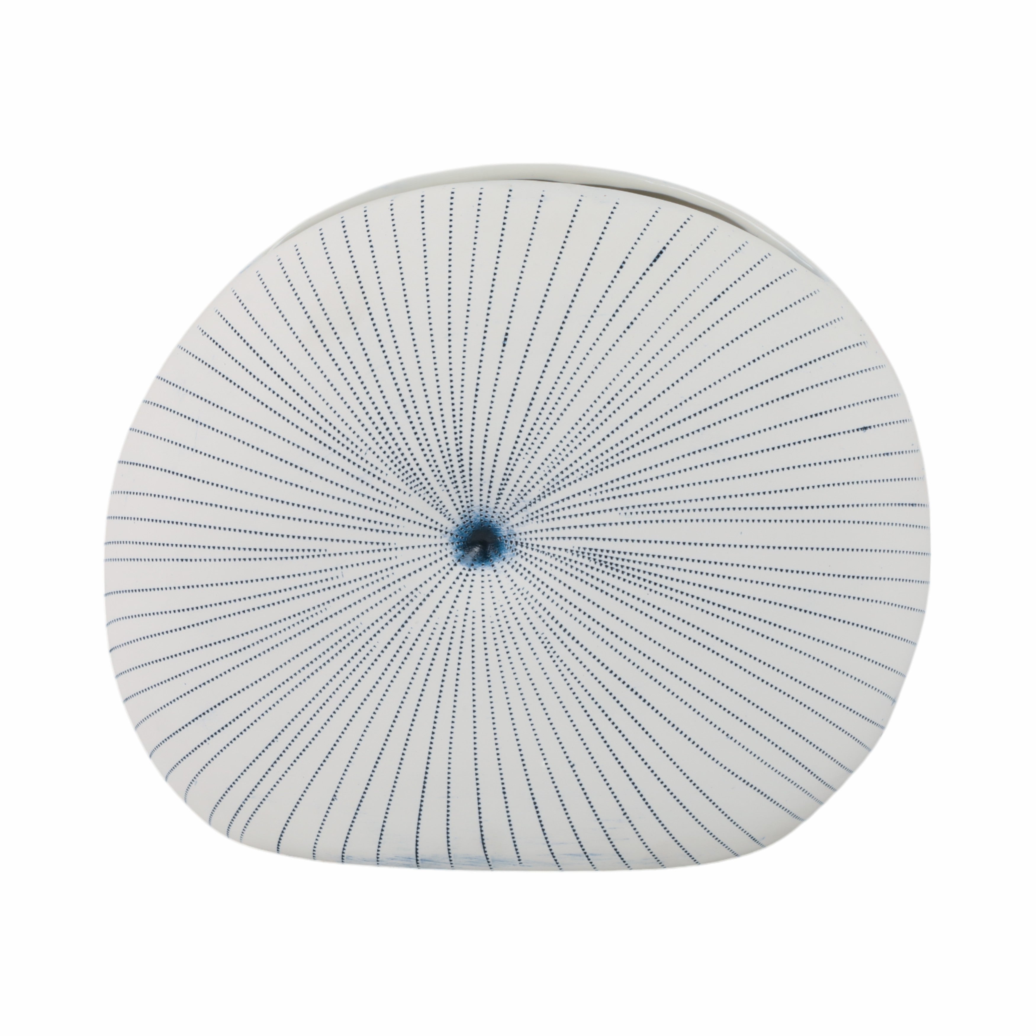 14x12" Round Dotted Shell Vase, White/blue - Decor Addict, LLC
