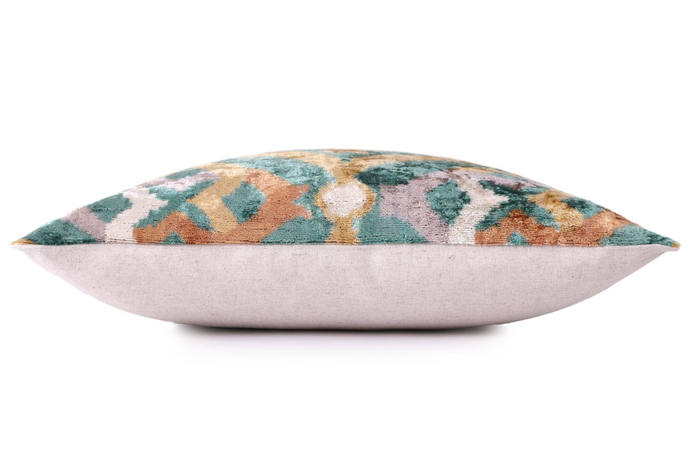 Emerald Gold Ikat Velvet Pillow – 16x16 in - Decor Addict, LLC