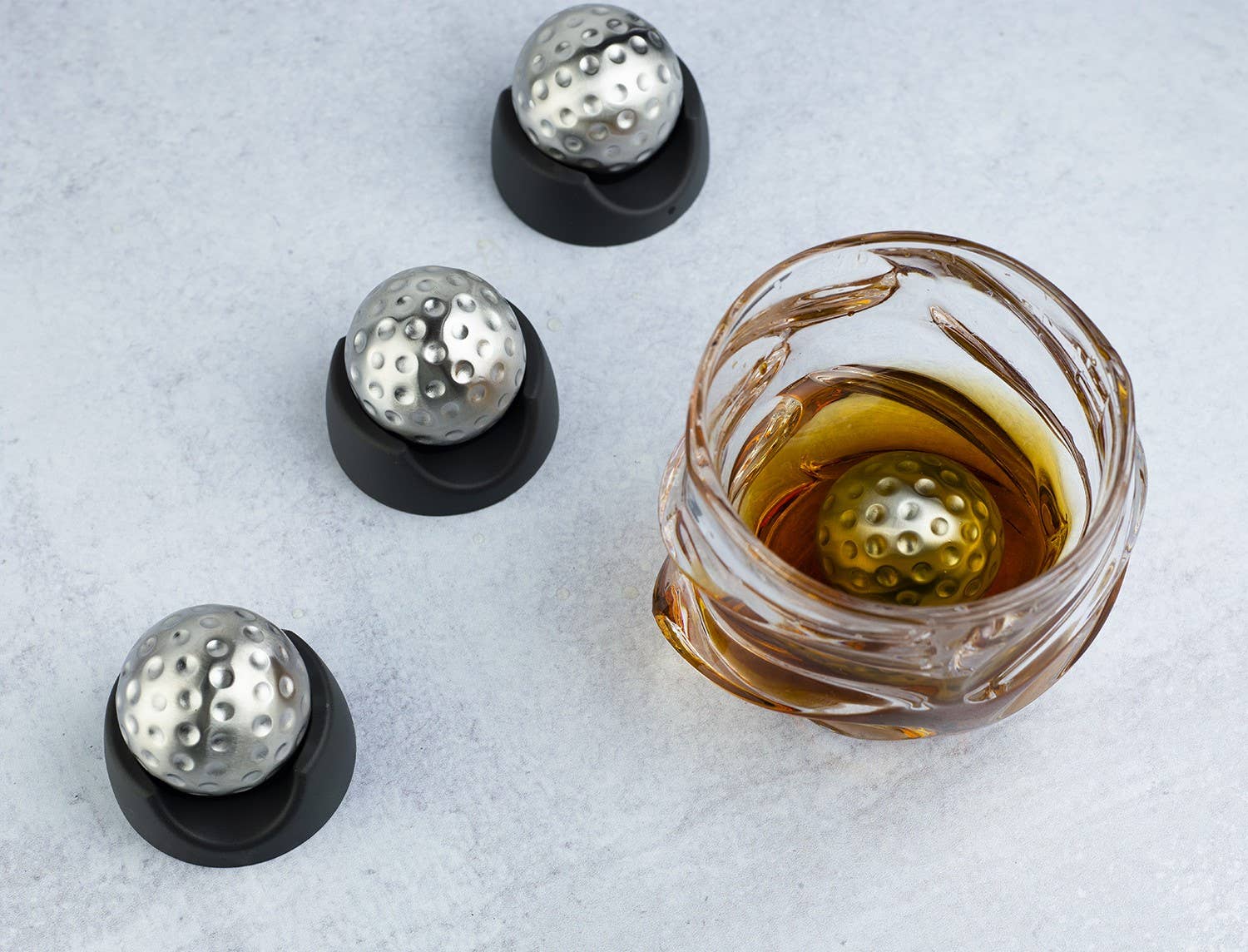 Golf Ball Shaped Stainless Steel Whiskey Stones, 4 Stones - Decor Addict, LLC