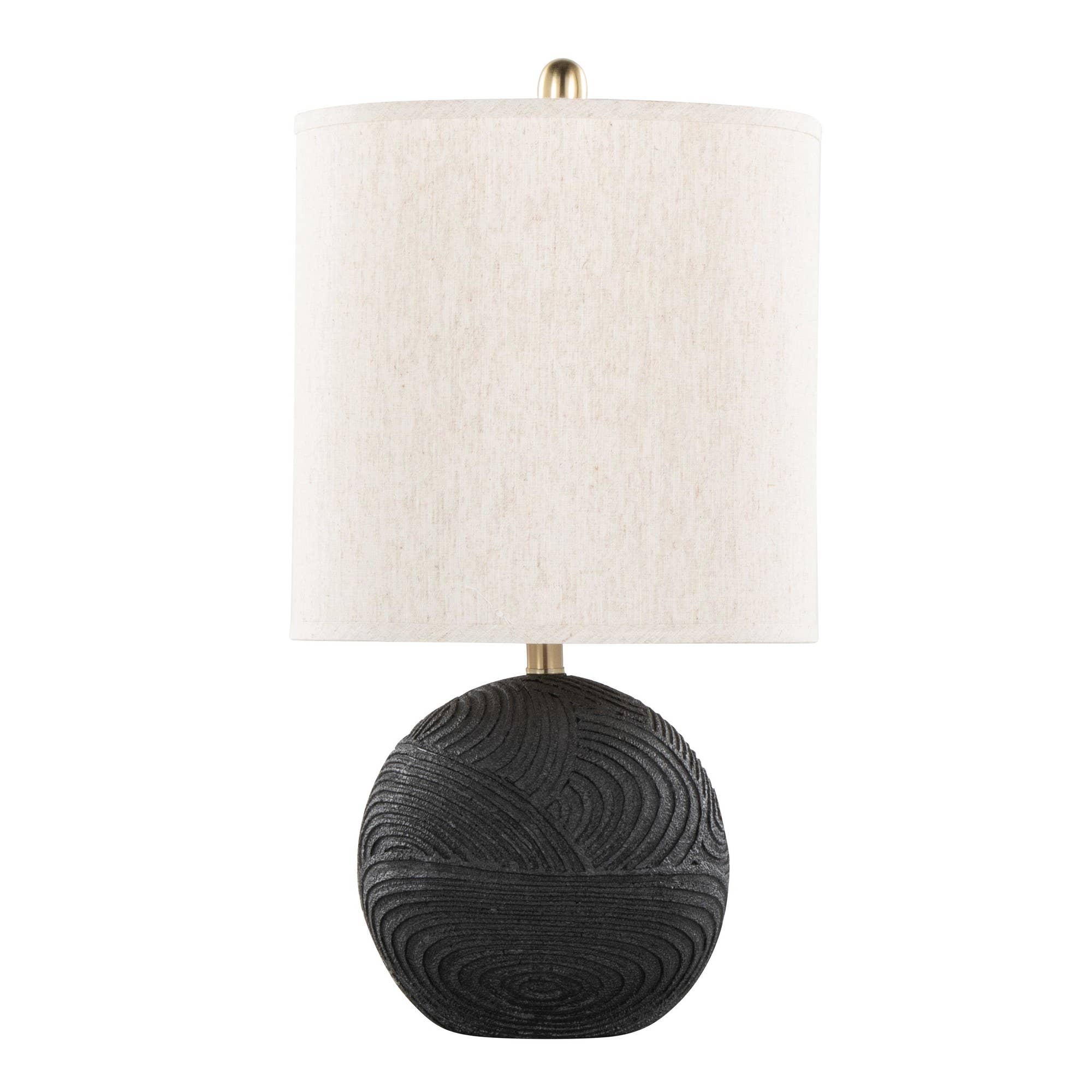 Kona 23" Polyresin Table Lamp - Set of 2: Matte Black Polyresin, Modern Brass, Natural Linen - Decor Addict, LLC