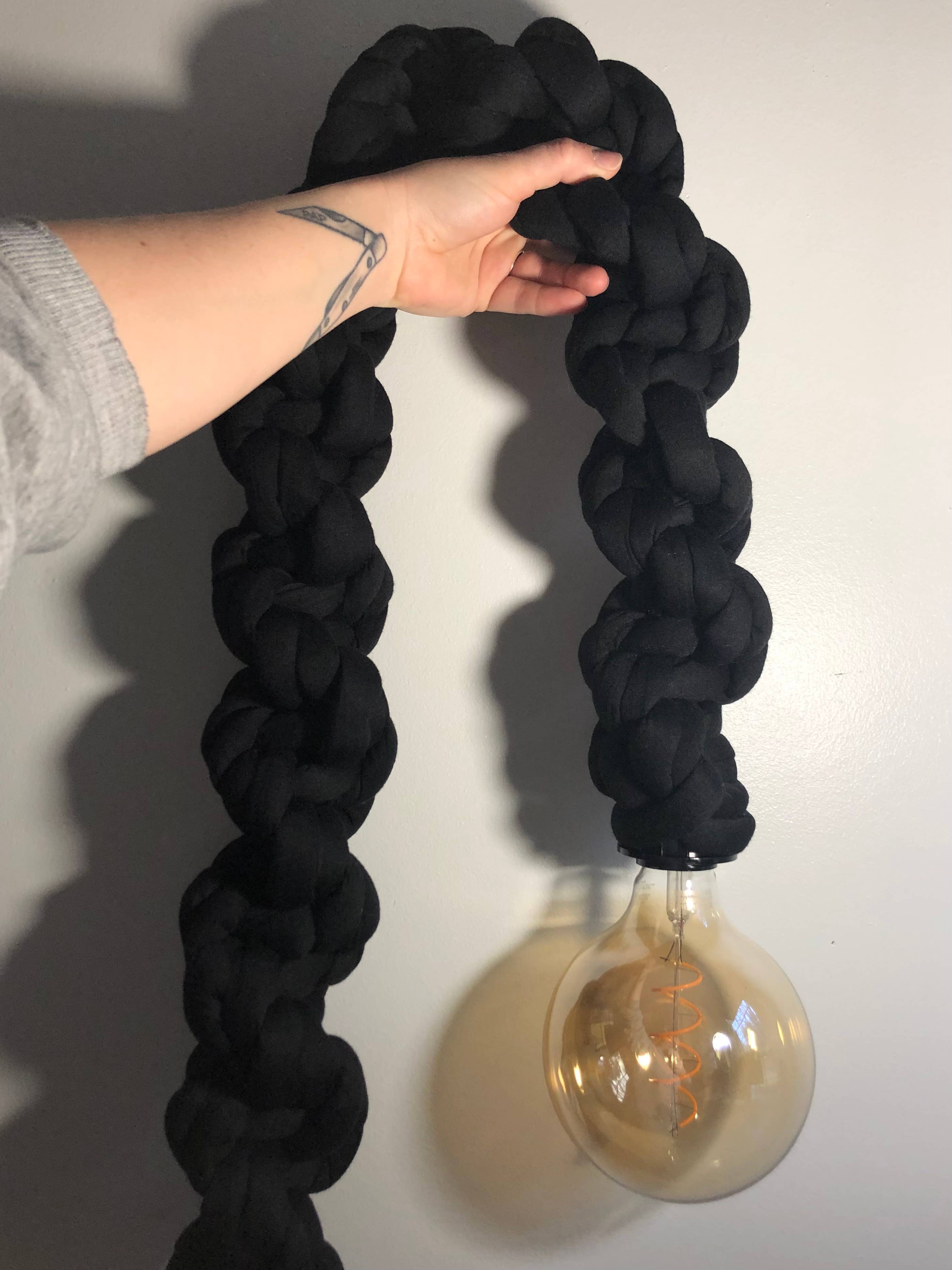 15ft Macrame Pendant Light - Thick Black - Decor Addict, LLC