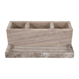 12x7" Marble 3-Cup & Tray Desk Organizer, Tan - Decor Addict, LLC