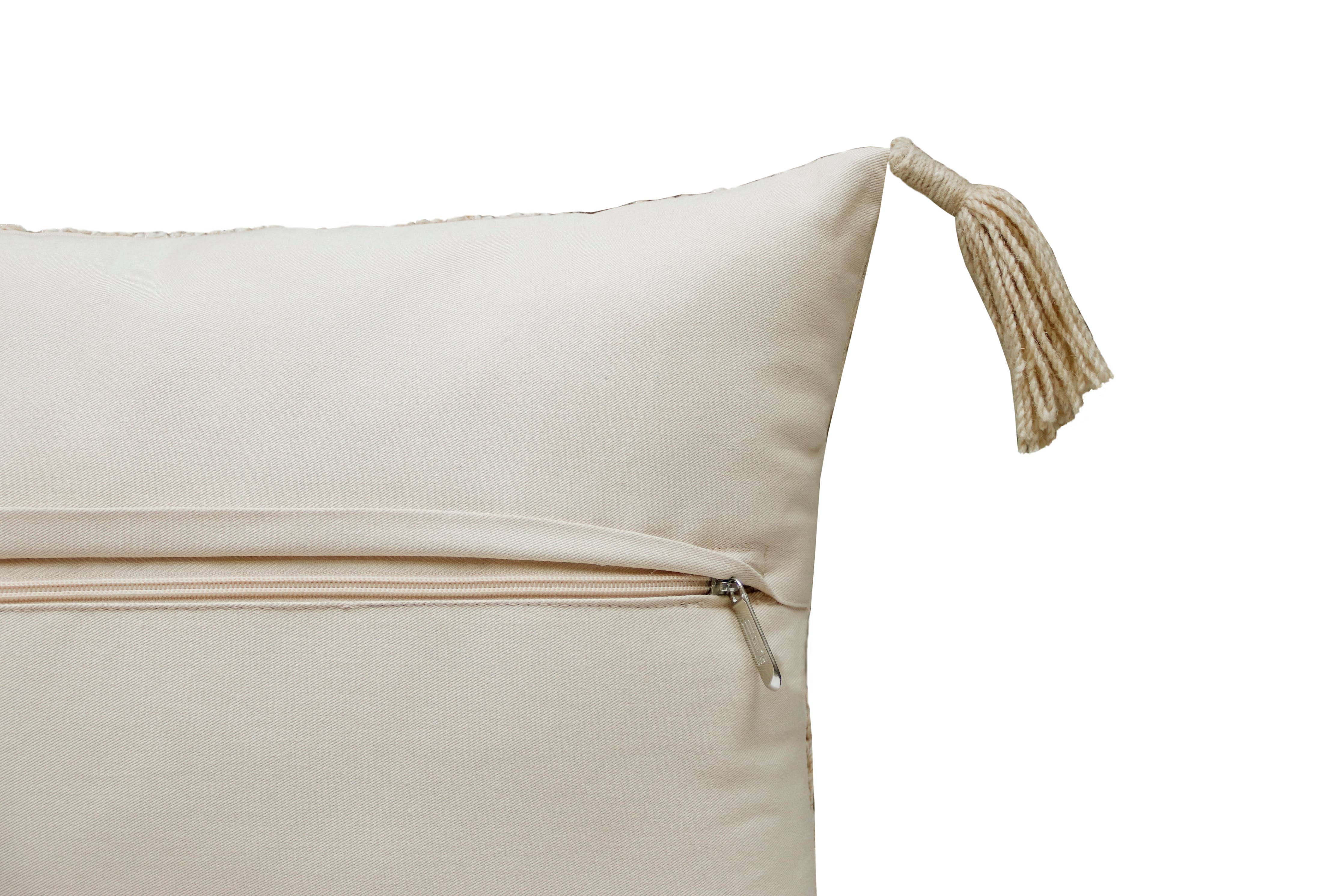 Harmison Handmade Cotton/Wool Throw Pillow, 14" x 20", Tan - Decor Addict, LLC