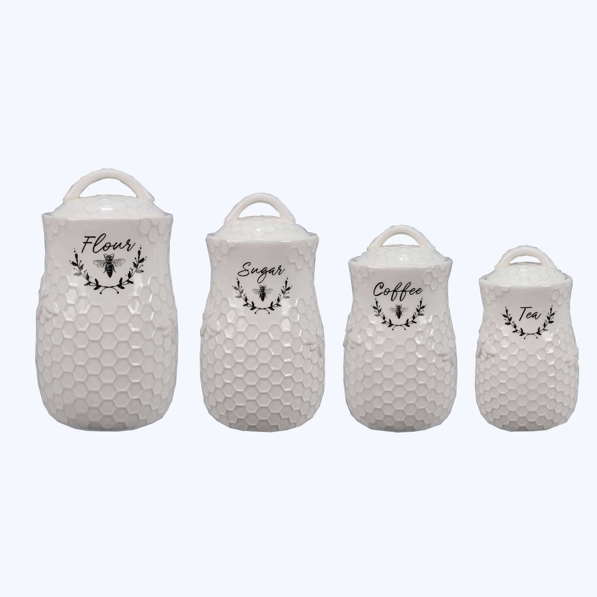 Ceramic Honey Bee Canisters, 4 Pc/Set (Sku#: 19648) - Decor Addict, LLC