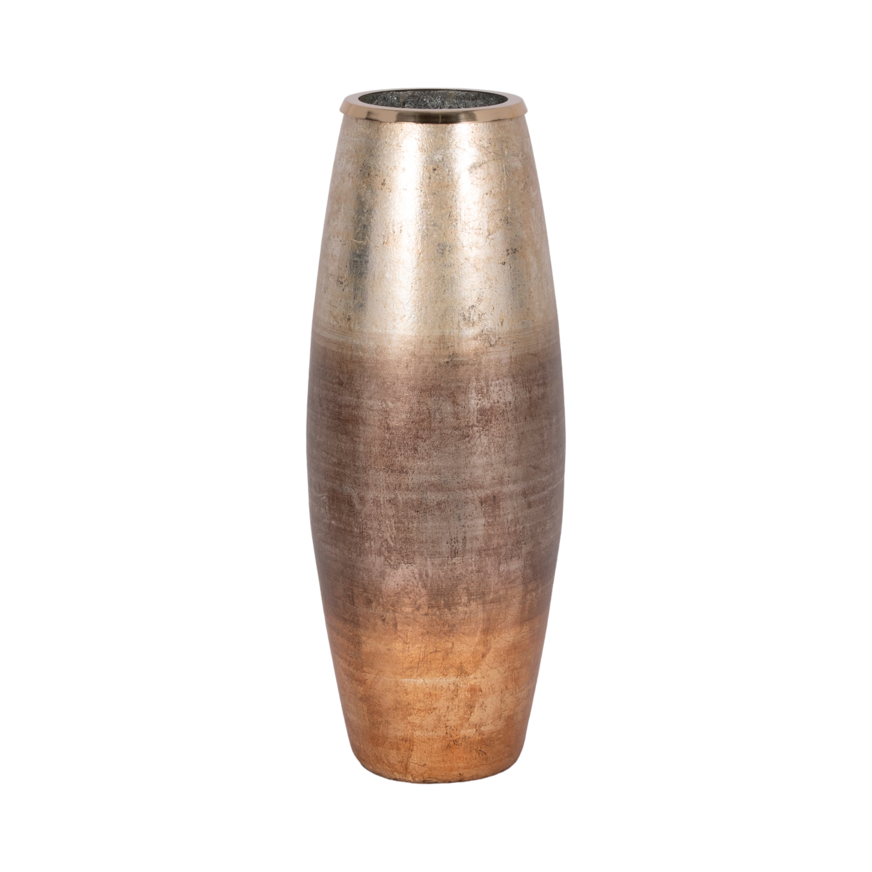 24" Curved Glass Vase Metallic Ombre Finish, Multi - Decor Addict, LLC