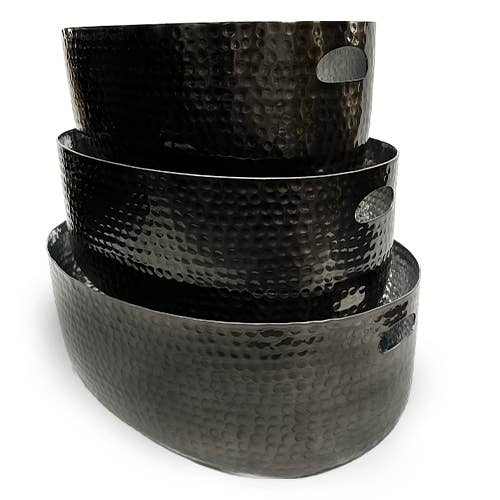 Hammered Black Beverage Tub – Set of 3 - Decor Addict, LLC