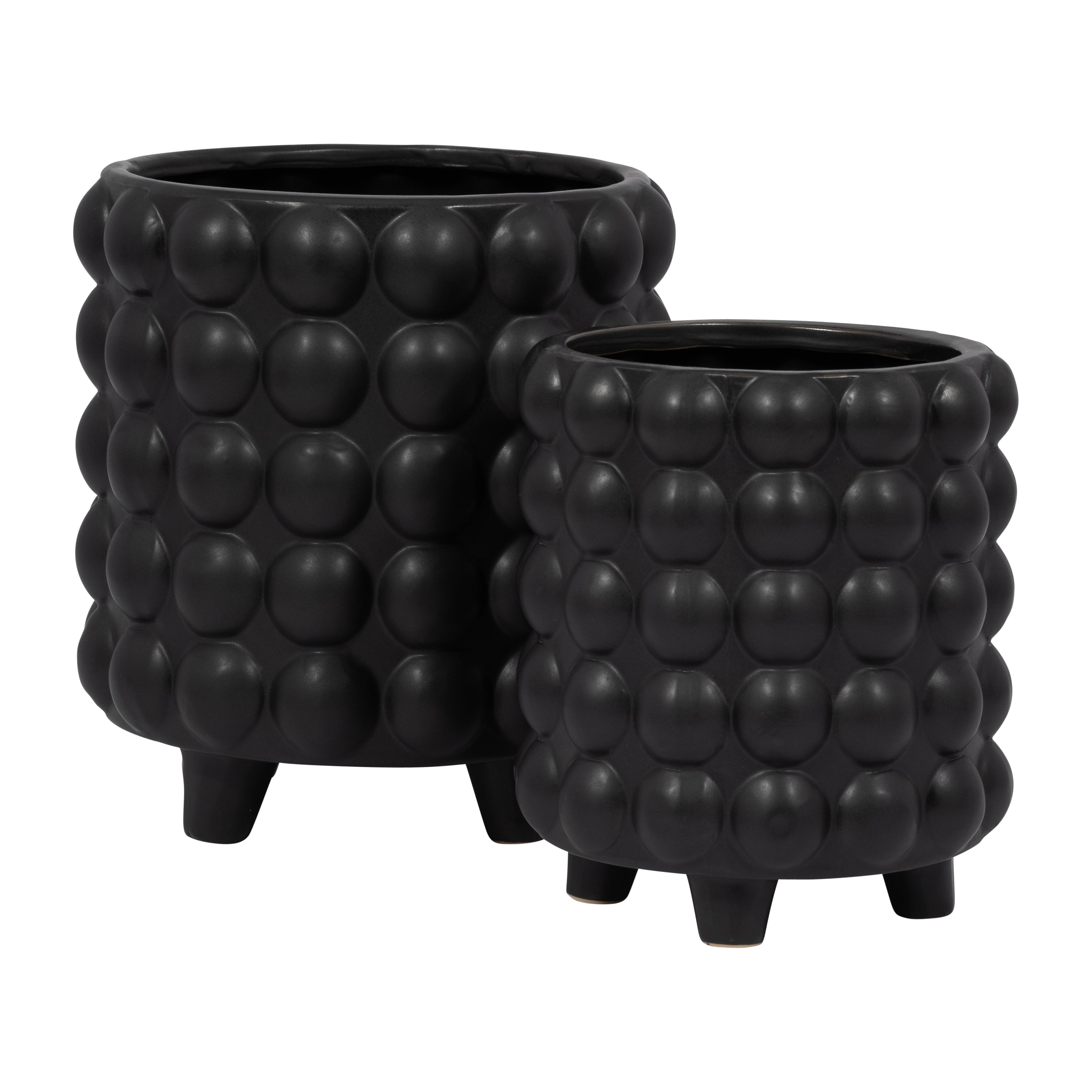 S/2 6/8" Bubble Planters, Matte Black - Decor Addict, LLC